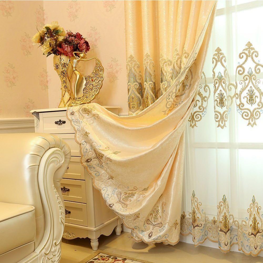 Gardine Vorhänge goldene Luxuxjacquard für FELIXLEO 1.5*2.7m, Wohnzimmer Schlafzimmer