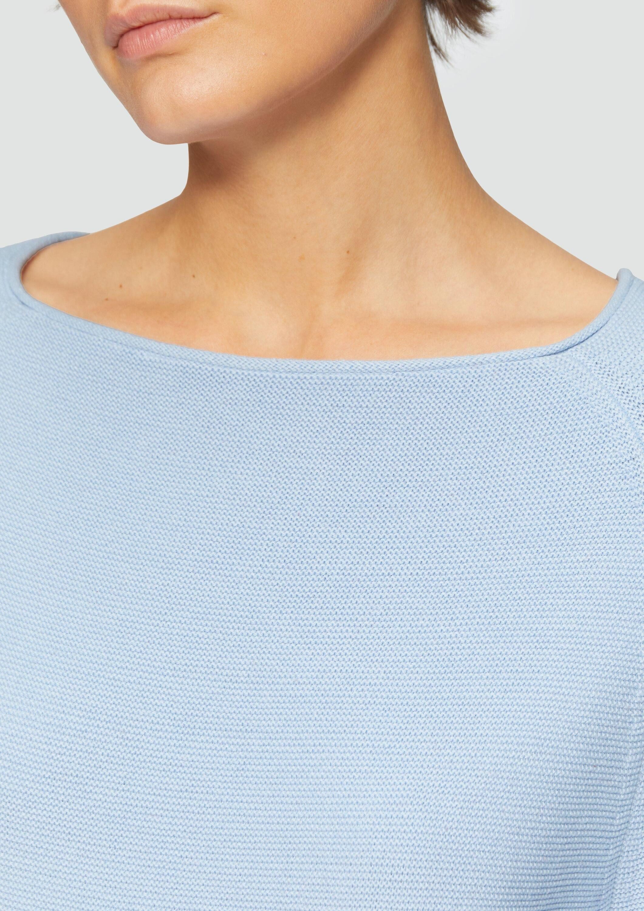 s.Oliver Longpullover Strickpullover Strickpullover mit U-Boot-Ausschnitt und Rollsaum