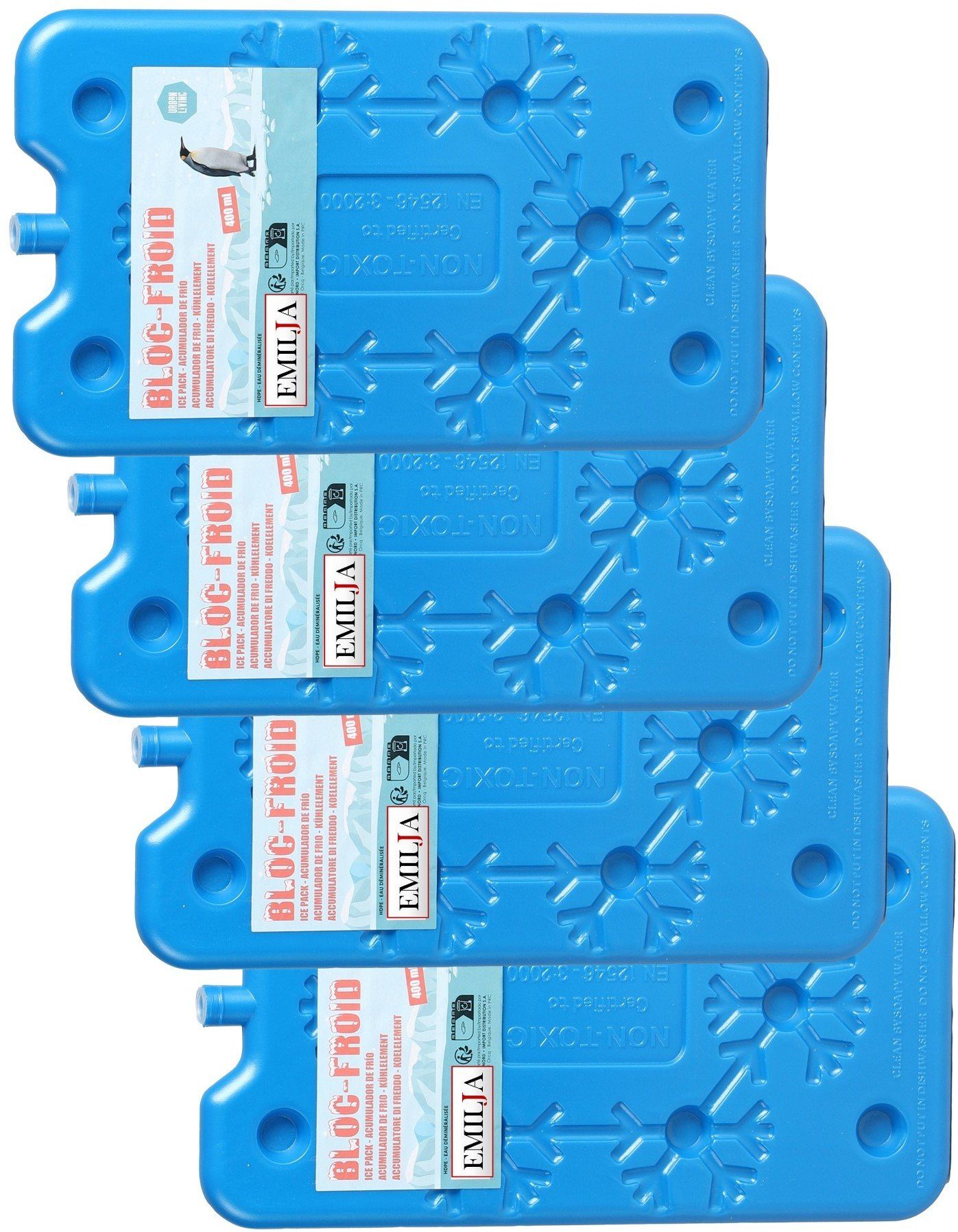 Emilja Kühlakku Kühlakkus 400ml Kühlelemente Kühlpads Kühlpack - 4 Stück blau