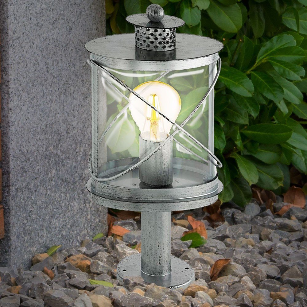 EGLO Sockelleuchten, Außen Steh silber Beleuchtung VINTAGE nicht Wege Hof inklusive, antik Lampe Garten Leuchtmittel