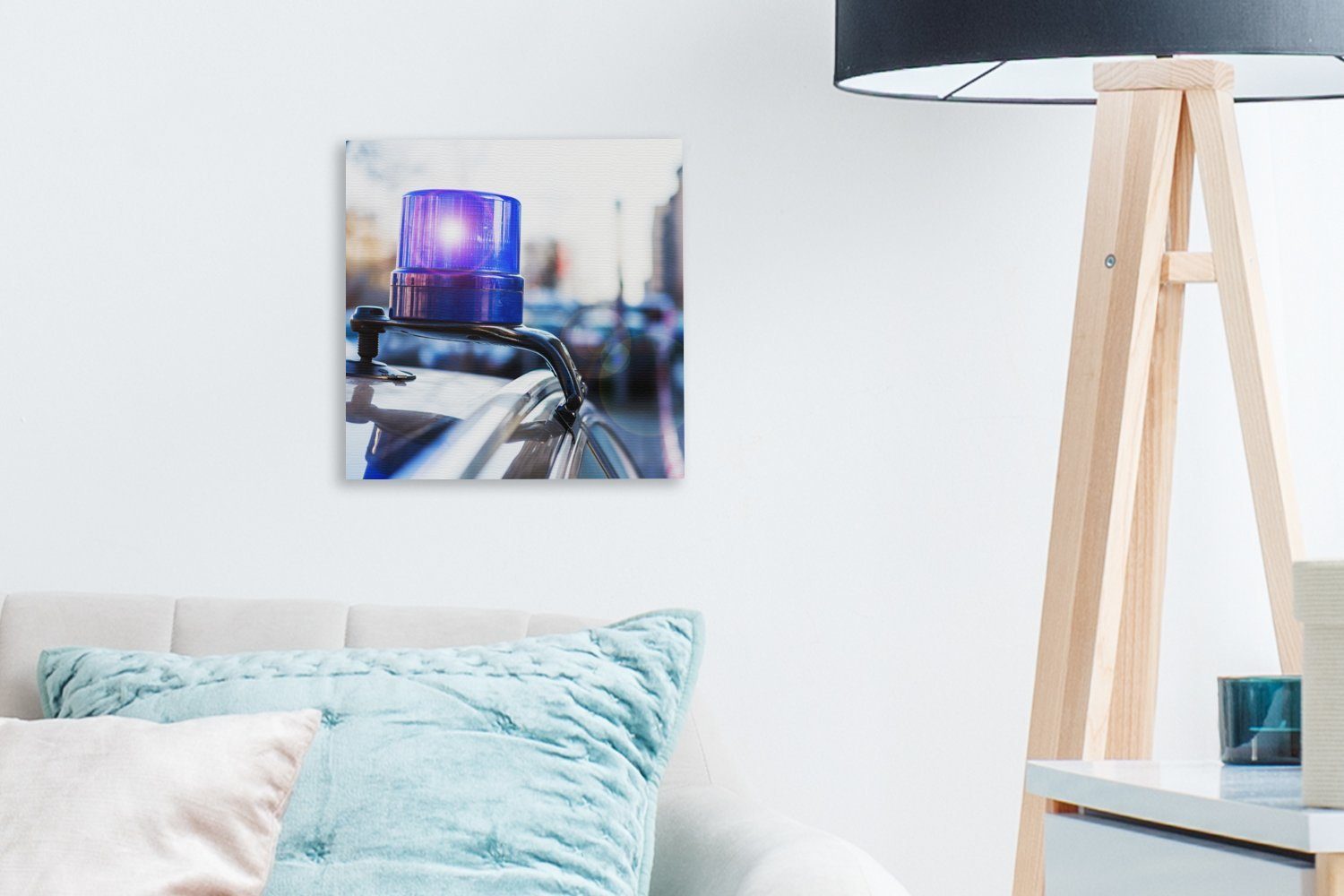 Leinwand für OneMillionCanvasses® Leinwandbild (1 einem St), Blinklicht Zivilfahrzeug, Wohnzimmer Polizeiauto von einem Schlafzimmer Bilder zu