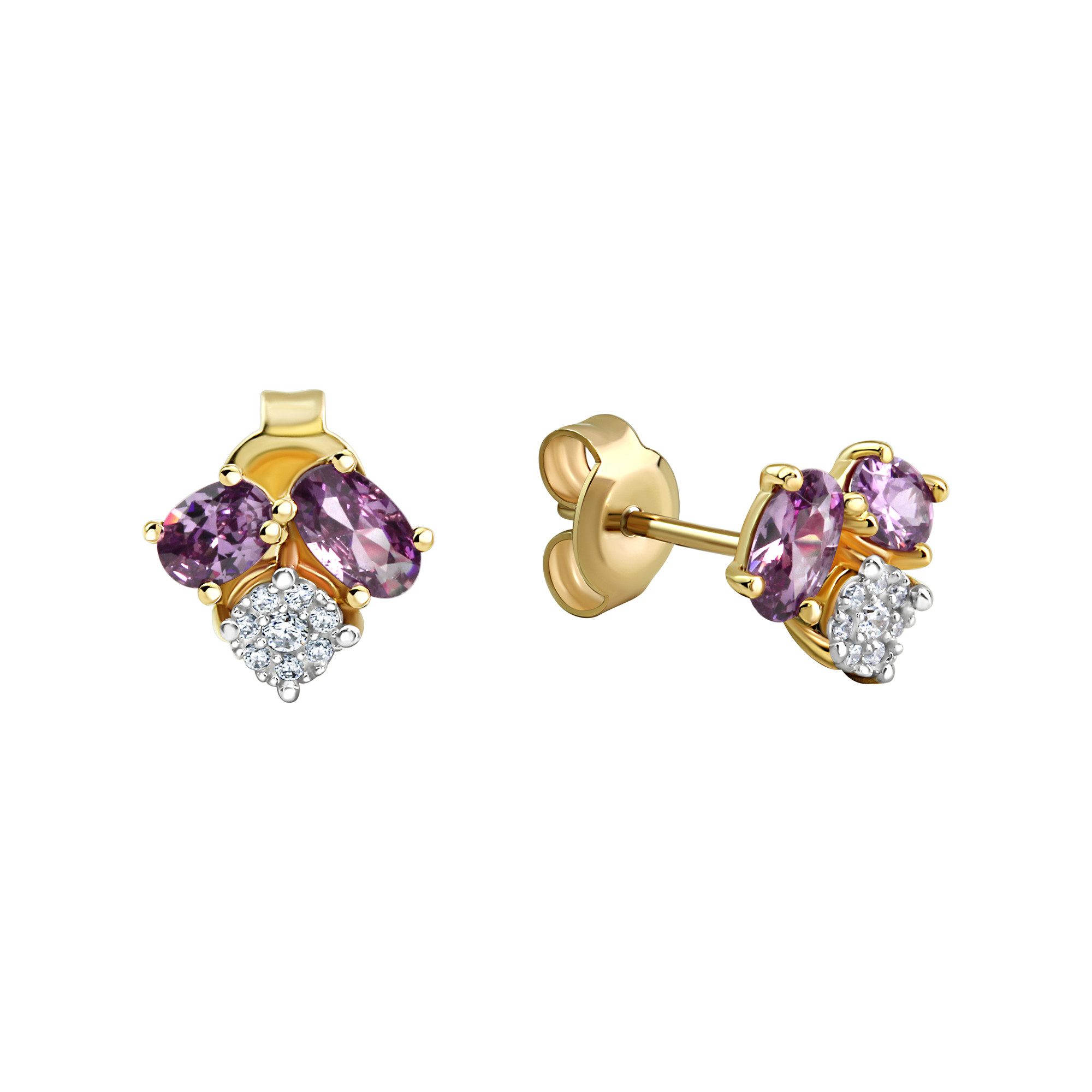Fascination by Ellen K. Paar Ohrstecker Gold 375 Amethyst + Zirkonia
