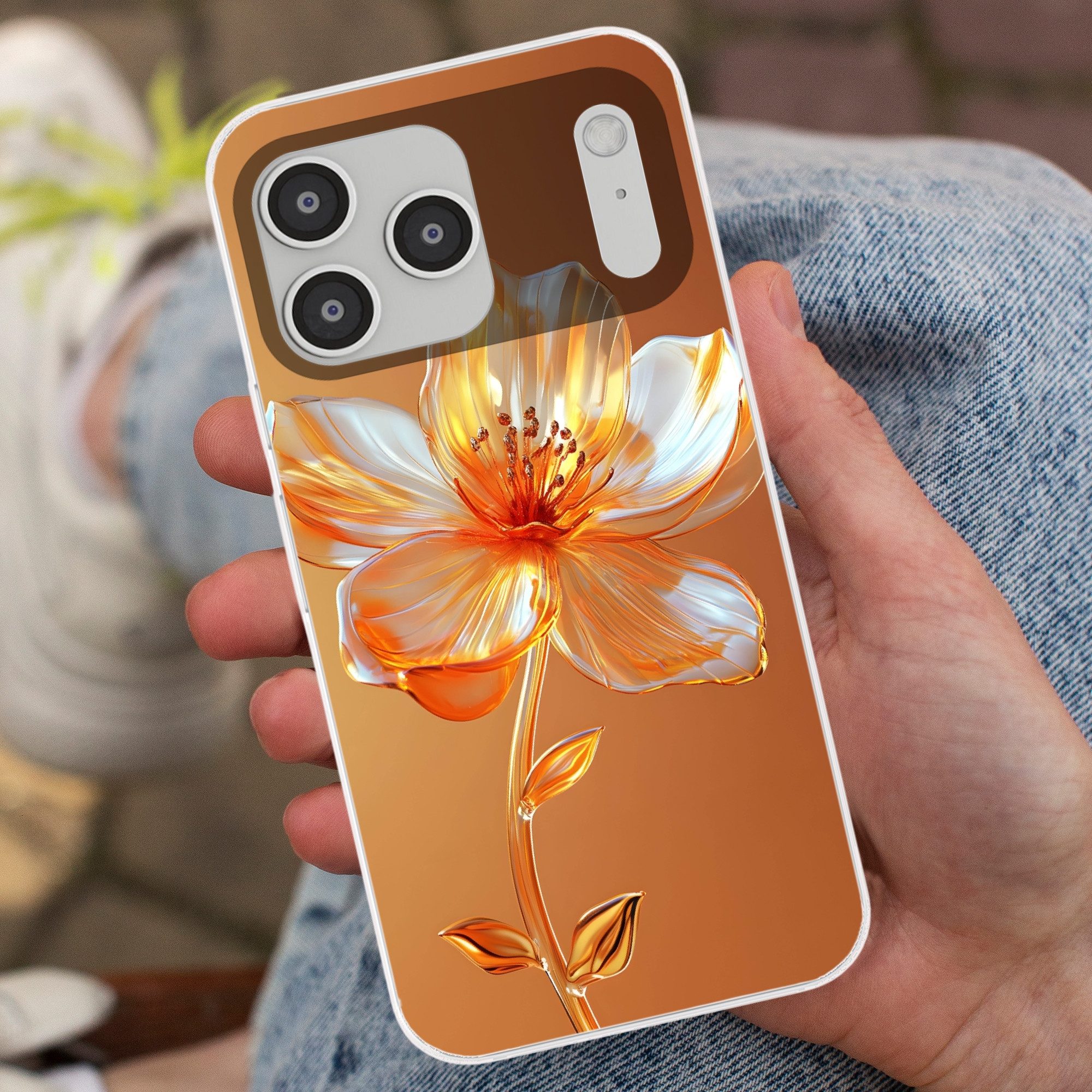 MuchoWow Handyhülle für Apple iPhone 17 Pro Max Gläser - Blume - Orange, Smartphone-Bumper, Print, Handy Schutzhülle Dünn