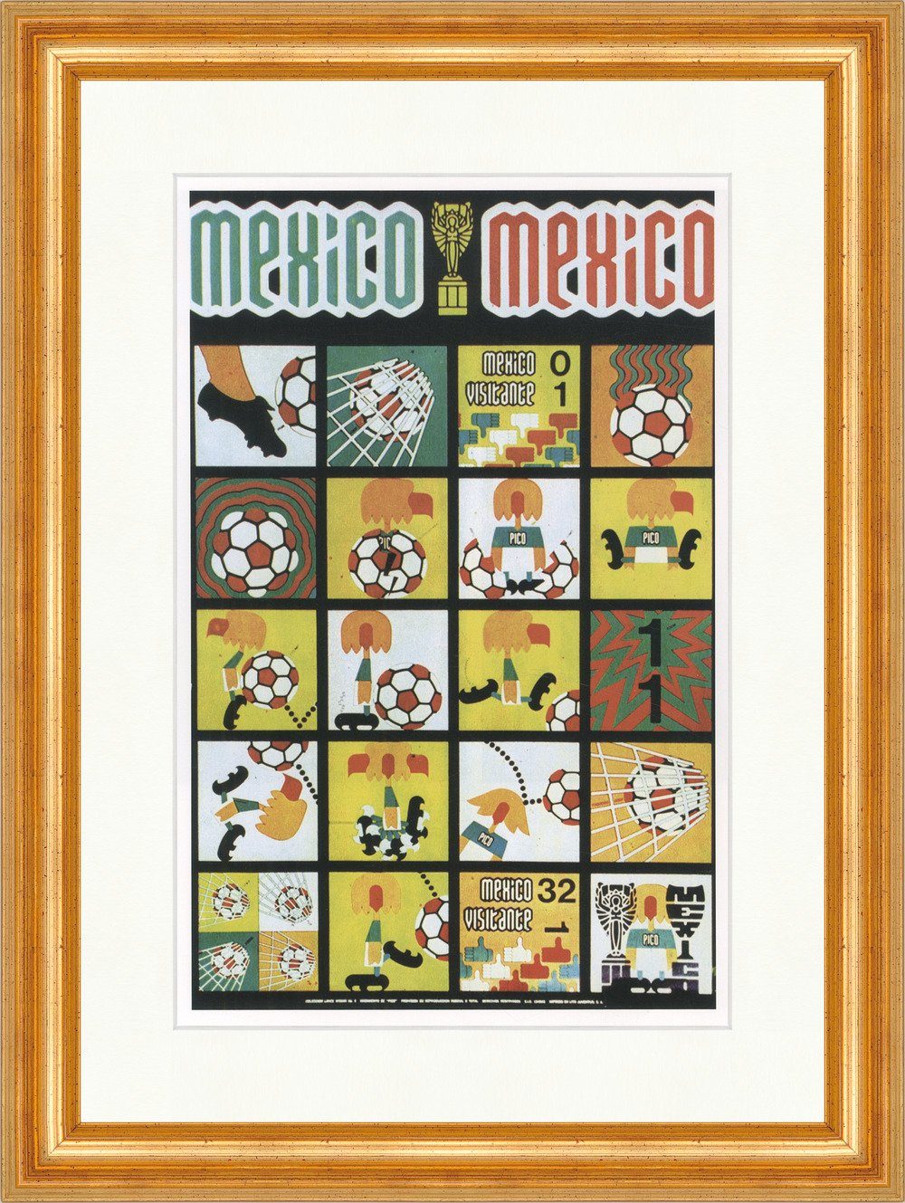 BillerAntik Kunstdruck Mexico 1970 World Cup Weltmeisterschaft Plakat Pokal Plakatwelt 680 G, (1 St)