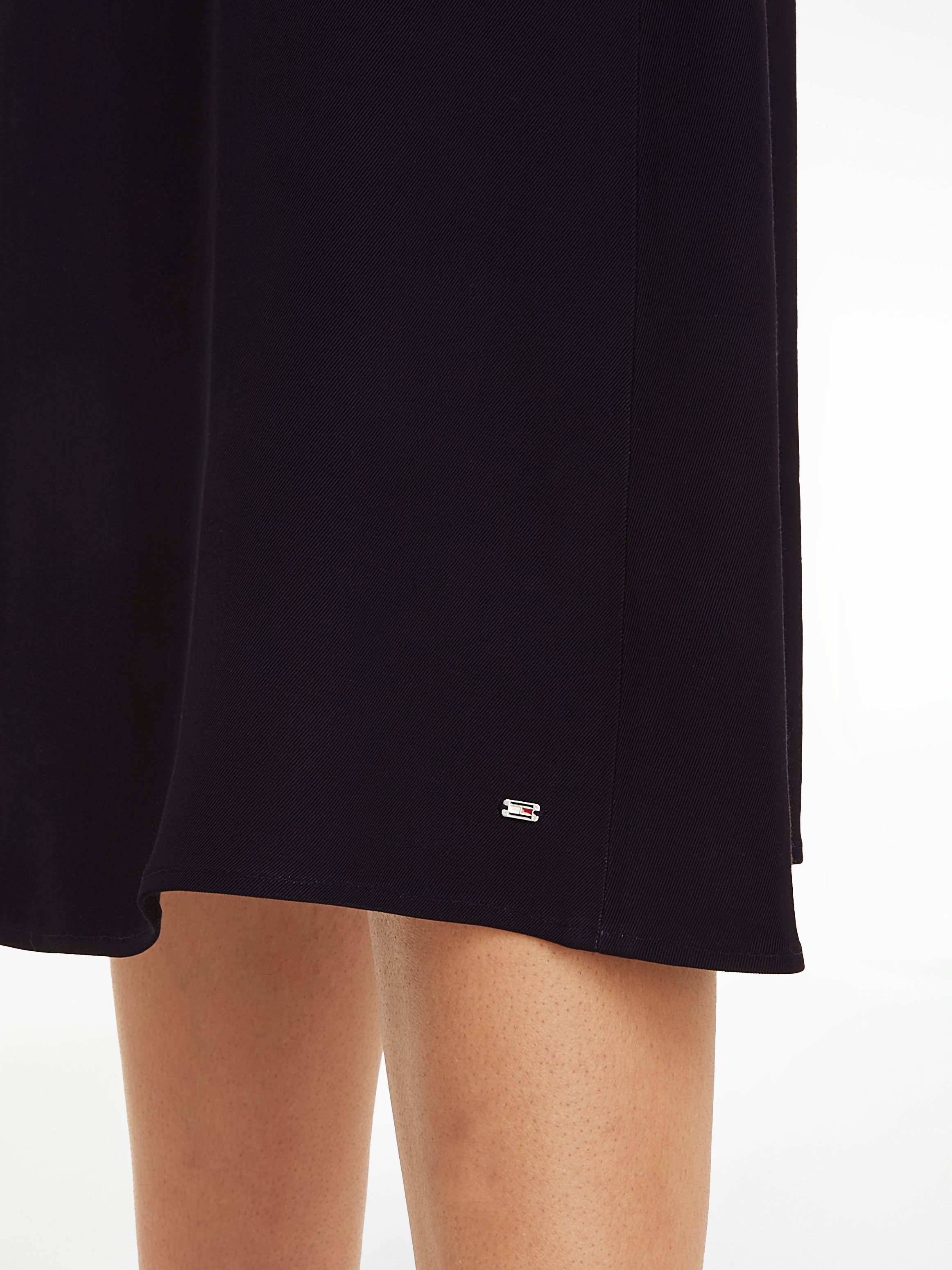 DRESS MIDI Hilfiger mit Hilfiger Metalllabel CAP Tommy Midikleid VIS TWILL SLEEVE Tommy