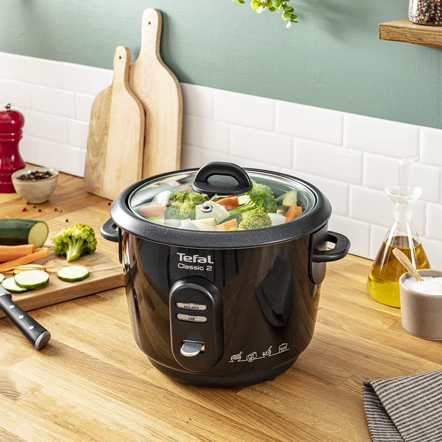 Tefal Schongarer Tefal RK102811 Reiskocher Classic, 500 W, Warmhaltefunktion & Dampfgarfunktion