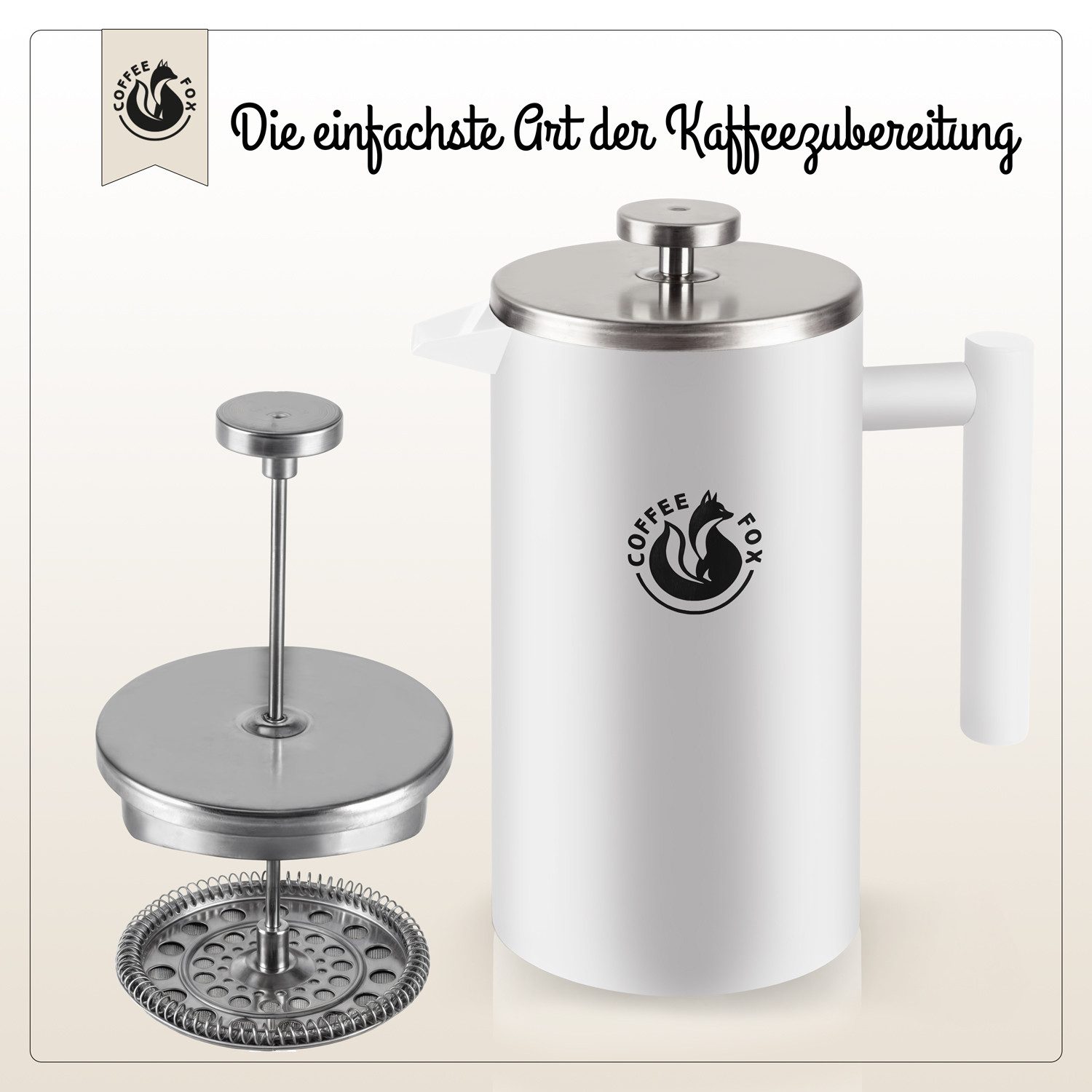 Coffee Fox French Press Kanne, Pressfilterkanne Französische Kaffeepresse