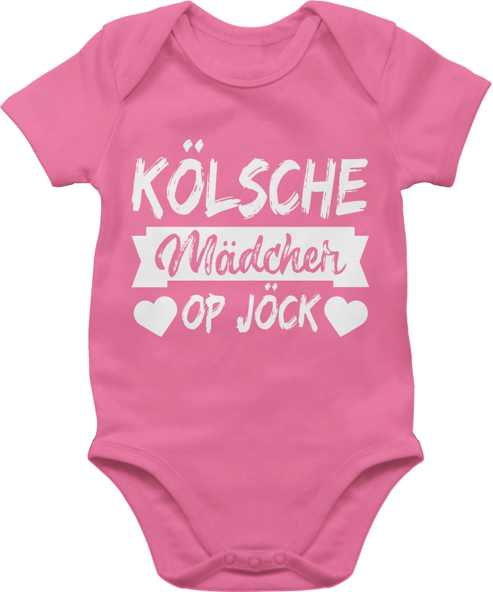 Shirtracer Kölner Pink - op Karneval Jöck 1 & Shirtbody Sprichwort Kölsche - Mädcher weiß Fasching
