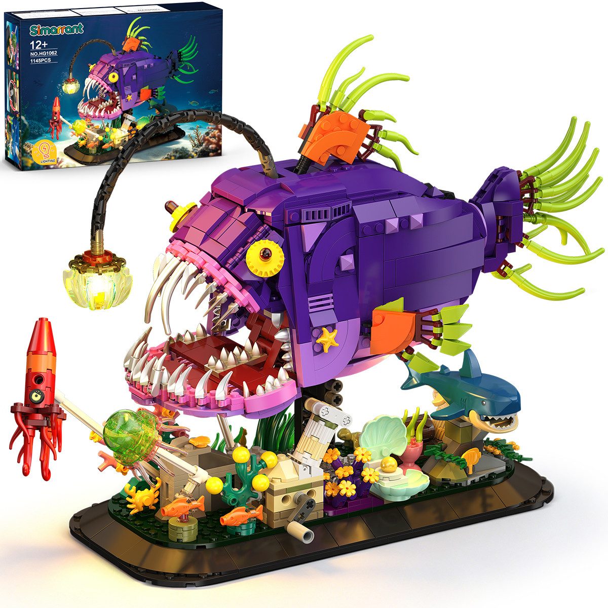Simarrant Laternenfisch Bauspielzeug Spielbausteine, (Set, 1045 St)