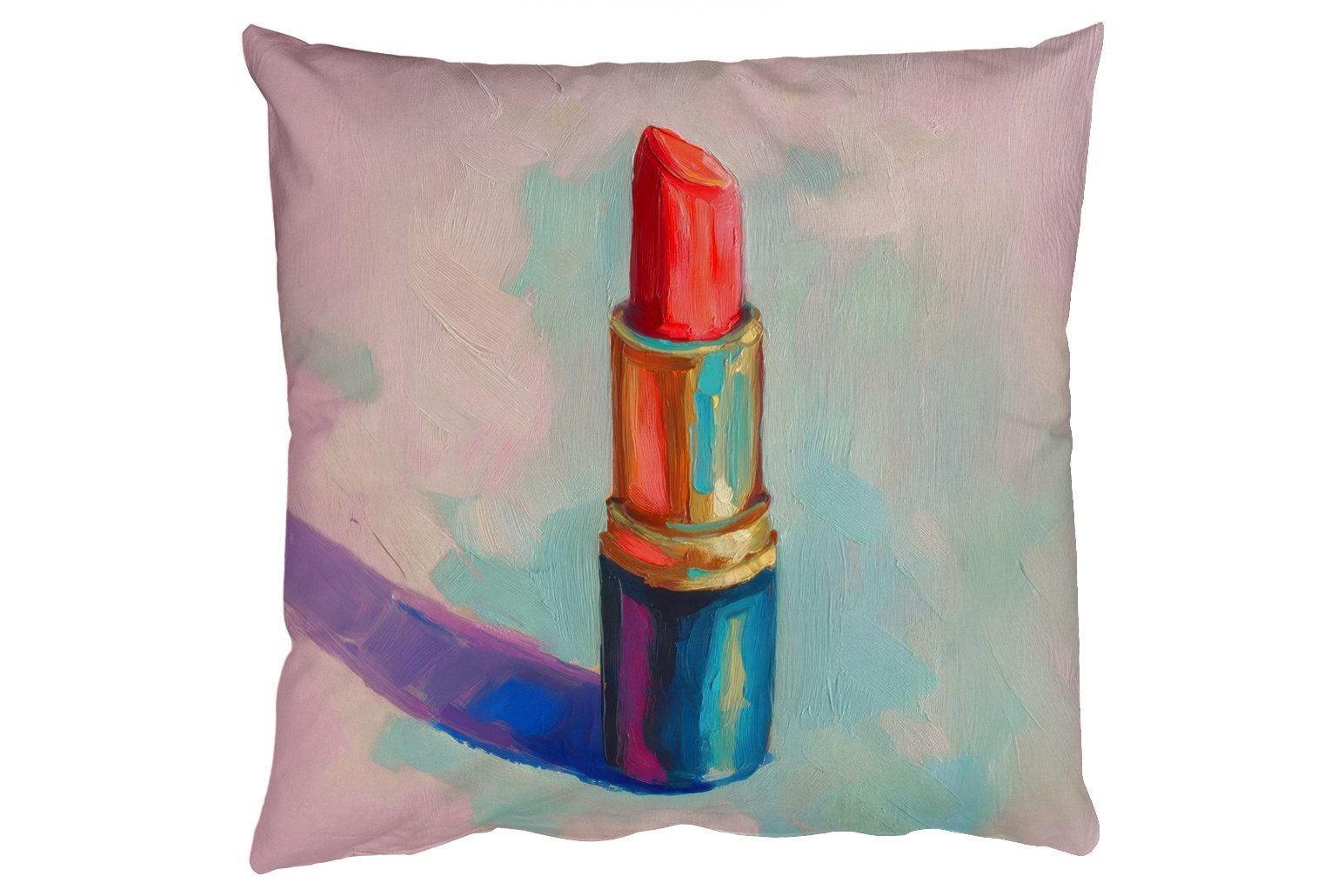 MuchoWow Dekokissen Lippenstift - Rot - Pinselstriche, Zierkissen, Deko Kissen mit Füllung, Sofakissen, 60x60 cm
