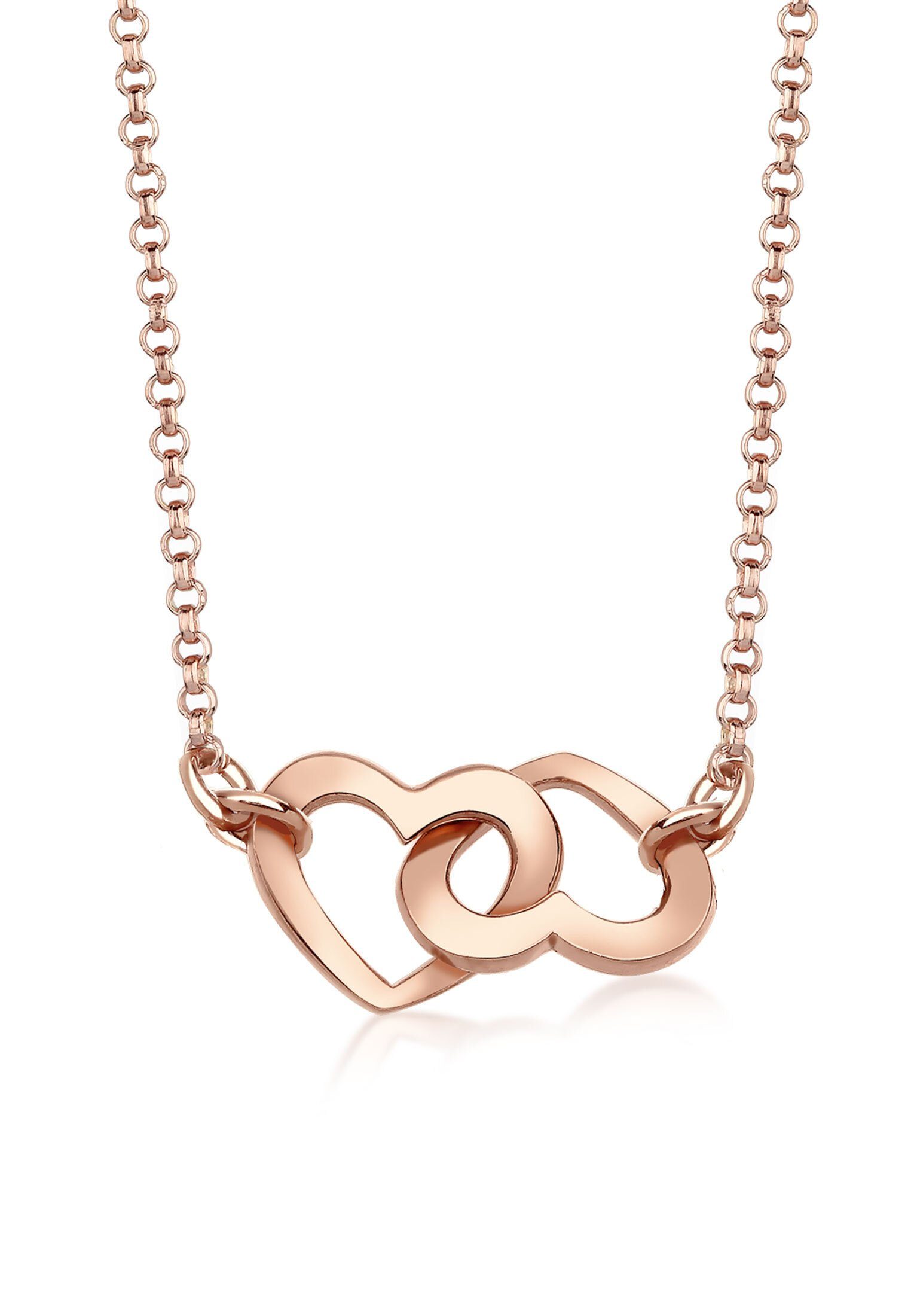 mit Verbunden Rosegold Sterling Anhänger 925 Silber Elli Herzen Liebe Kette