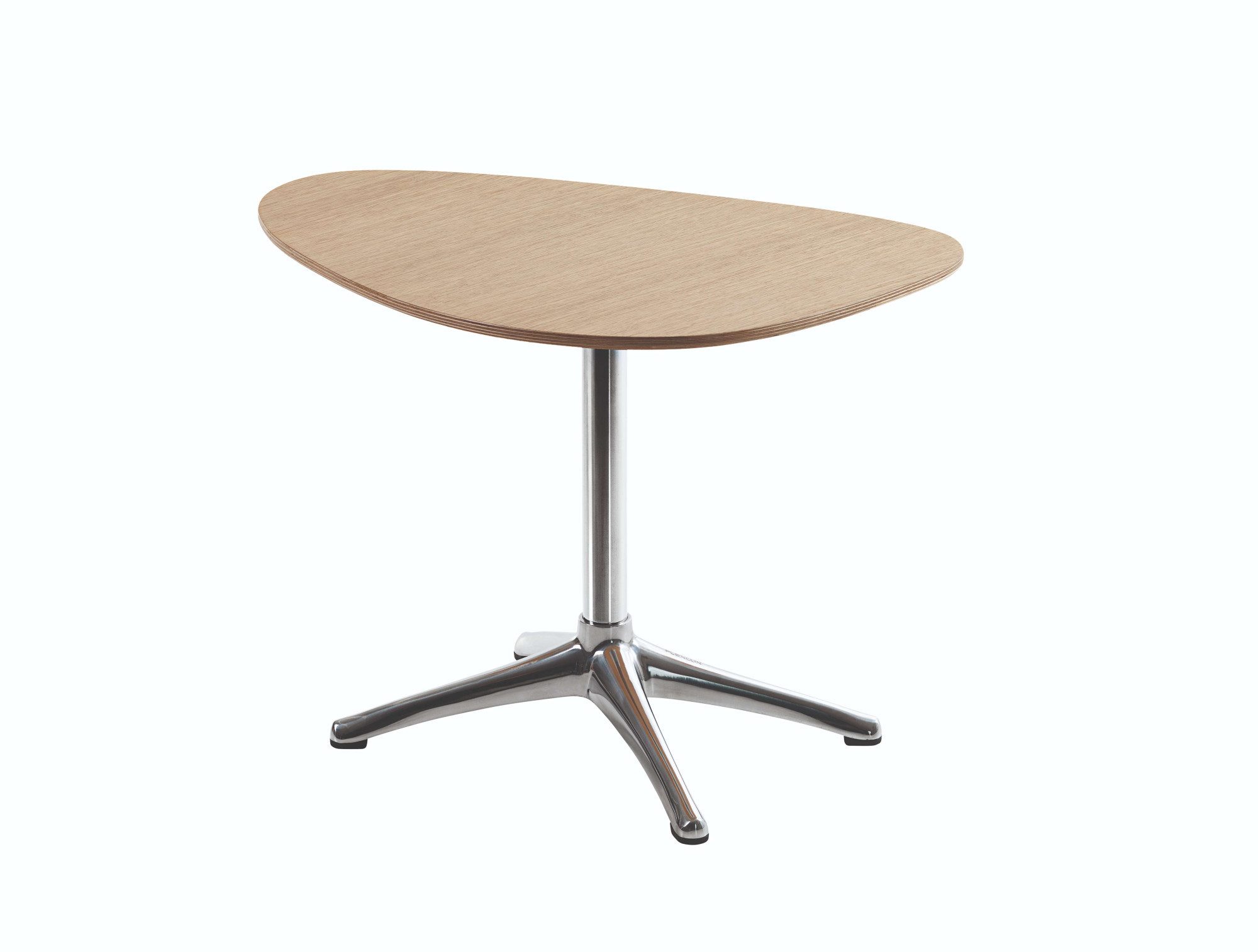 FLEXLUX Beistelltisch Nachttisch, Sofatisch, Kaffeetisch, Couchtisch, Nierenform, Walnuss oder Eiche Furnier, Fuß Alufarbig oder Schwarz, Höhe 45 cm
