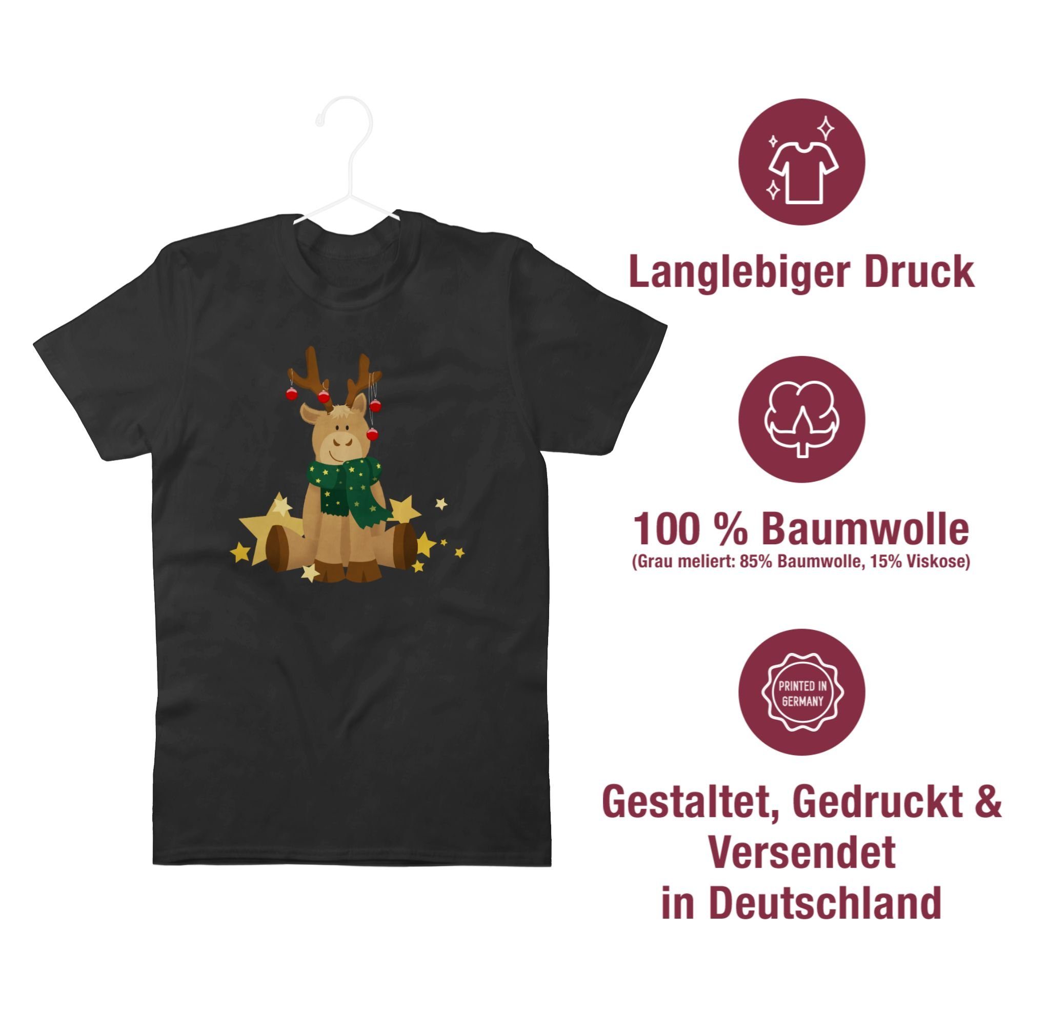 Shirtracer T-Shirt süßer Elch Weihachten Kleidung Schwarz 01