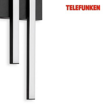 Telefunken LED Außen-Wandleuchte 313005TF, LED fest verbaut, Neutralweiß, 2-flammig, flaches-Stab Design, Neutralweiß 4000K, IP44, schwarz