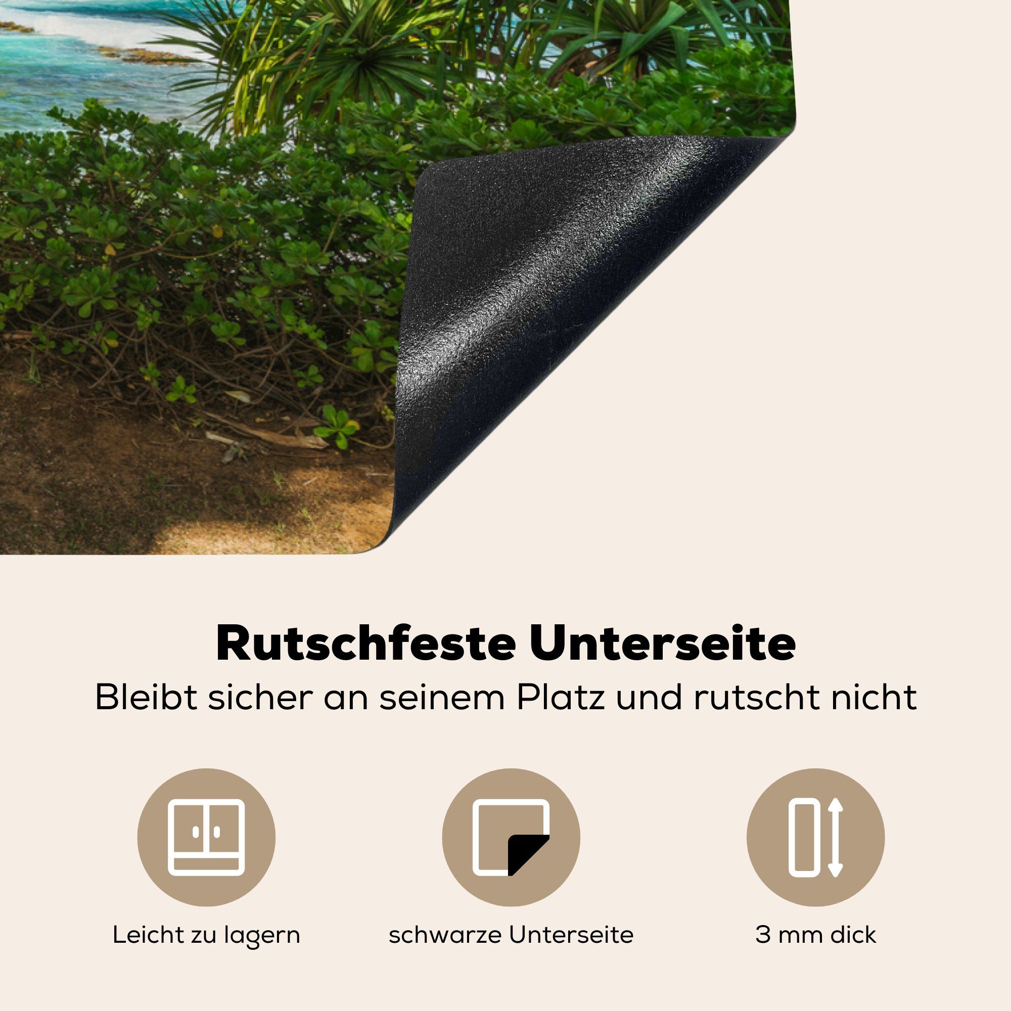 Beach Ceranfeldabdeckung 81x52 Der für die Kuau Herdblende-/Abdeckplatte MuchoWow tlg), küche, Hawaii, Cove exotische (1 Schutz cm, Vinyl, Induktionskochfeld auf