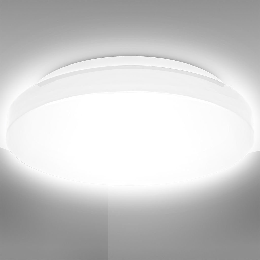 B.K.Licht Deckenleuchte LED 4000K Neutralweiß, inkl fest 18W Ø33cm neutralweiß Leuchtmittel LED integriert, weiß Deckenlampe 1800lm Badezimmer BKL1297, Bad-Leuchte Flur Lampe IP44