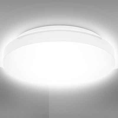 B.K.Licht Deckenleuchte »LED Deckenlampe Ø33cm weiß IP44 Badezimmer BKL1297«, LED fest integriert, Neutralweiß, Bad-Leuchte Lampe Flur inkl Leuchtmittel 18W 1800lm 4000K neutralweiß
