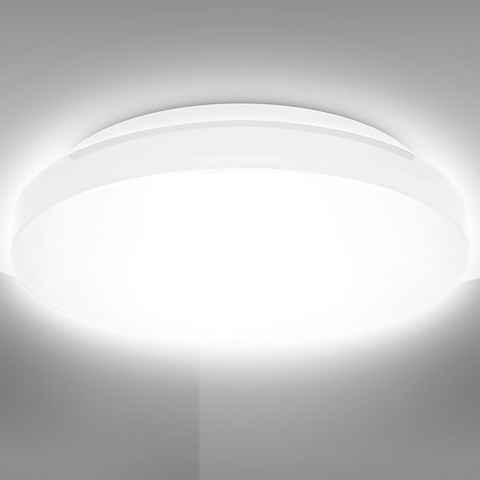 B.K.Licht Deckenleuchte LED Deckenlampe Ø33cm weiß IP44 Badezimmer BKL1297, LED fest integriert, Neutralweiß, Bad-Leuchte Lampe Flur inkl Leuchtmittel 18W 1800lm 4000K neutralweiß
