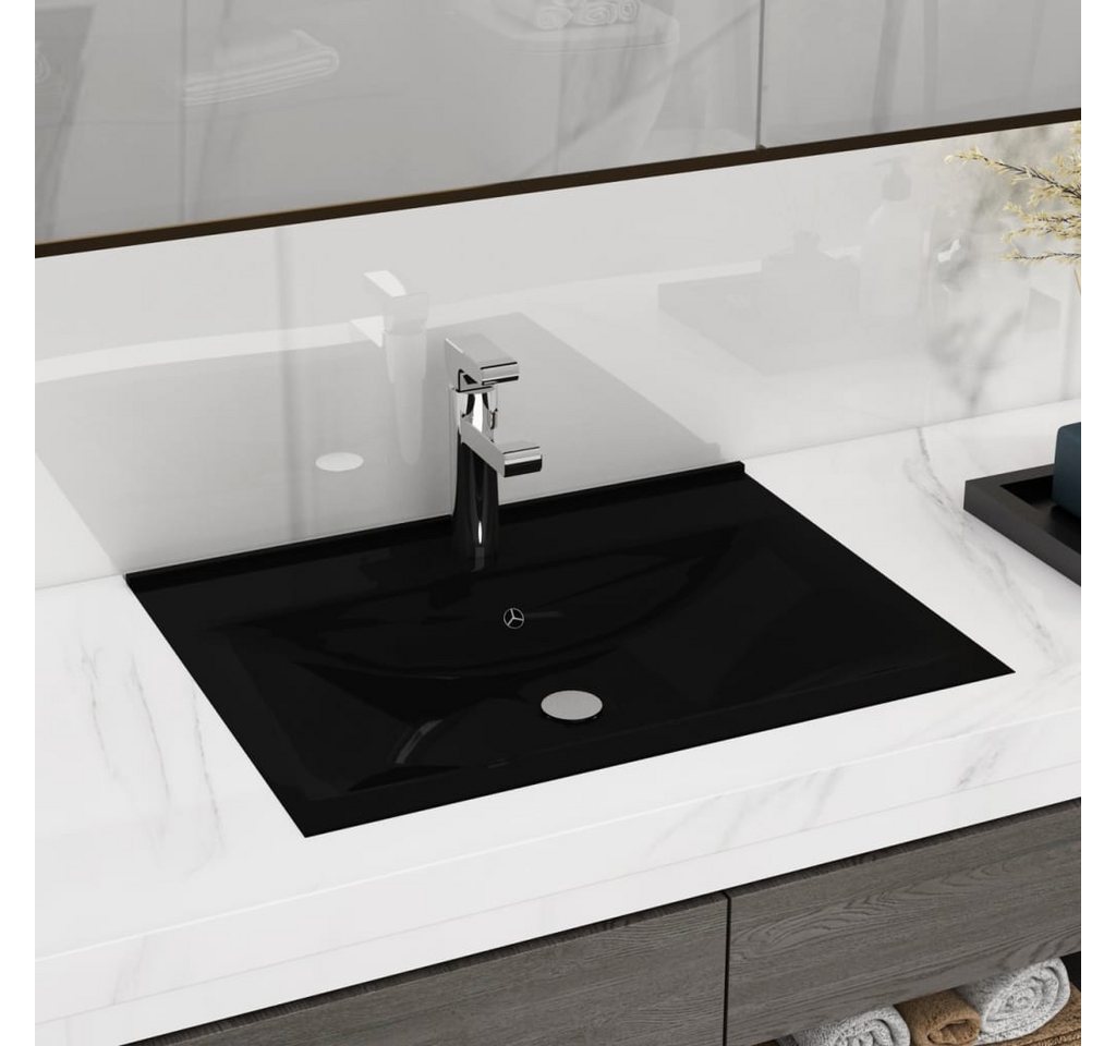 Thumbnail - vidaXL Waschbecken, Luxus-Waschbecken mit Hahnloch Matt-Schwarz 60x46 cm Keramik
