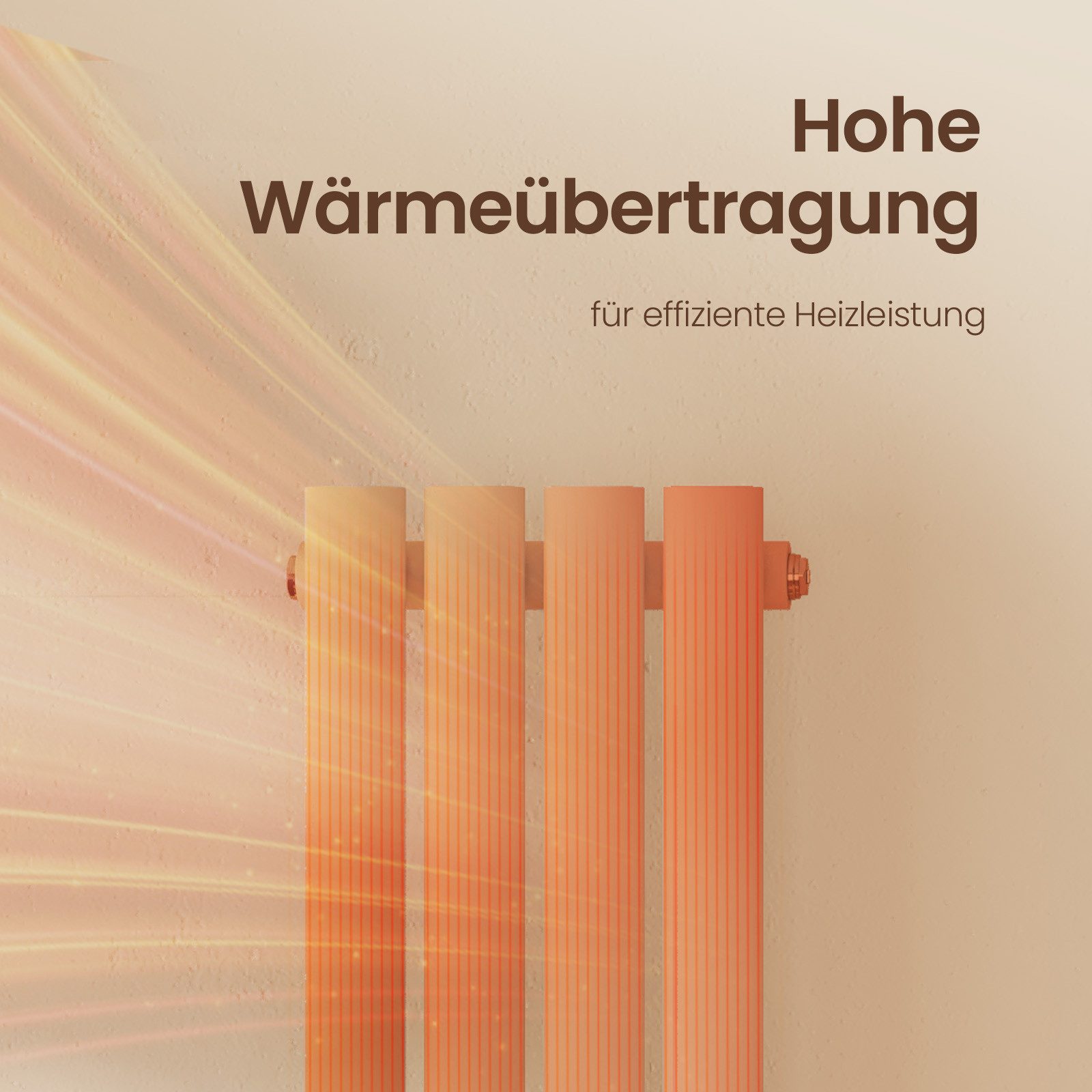 EMKE Designheizkörper Oval Paneelheizkörper Schwarz/Weiß Breite: 24cm, Höhe: 60cm~180cm, Vertikal Einlagig/Doppellagig, Mittelanschluss – Bild 3 von 5