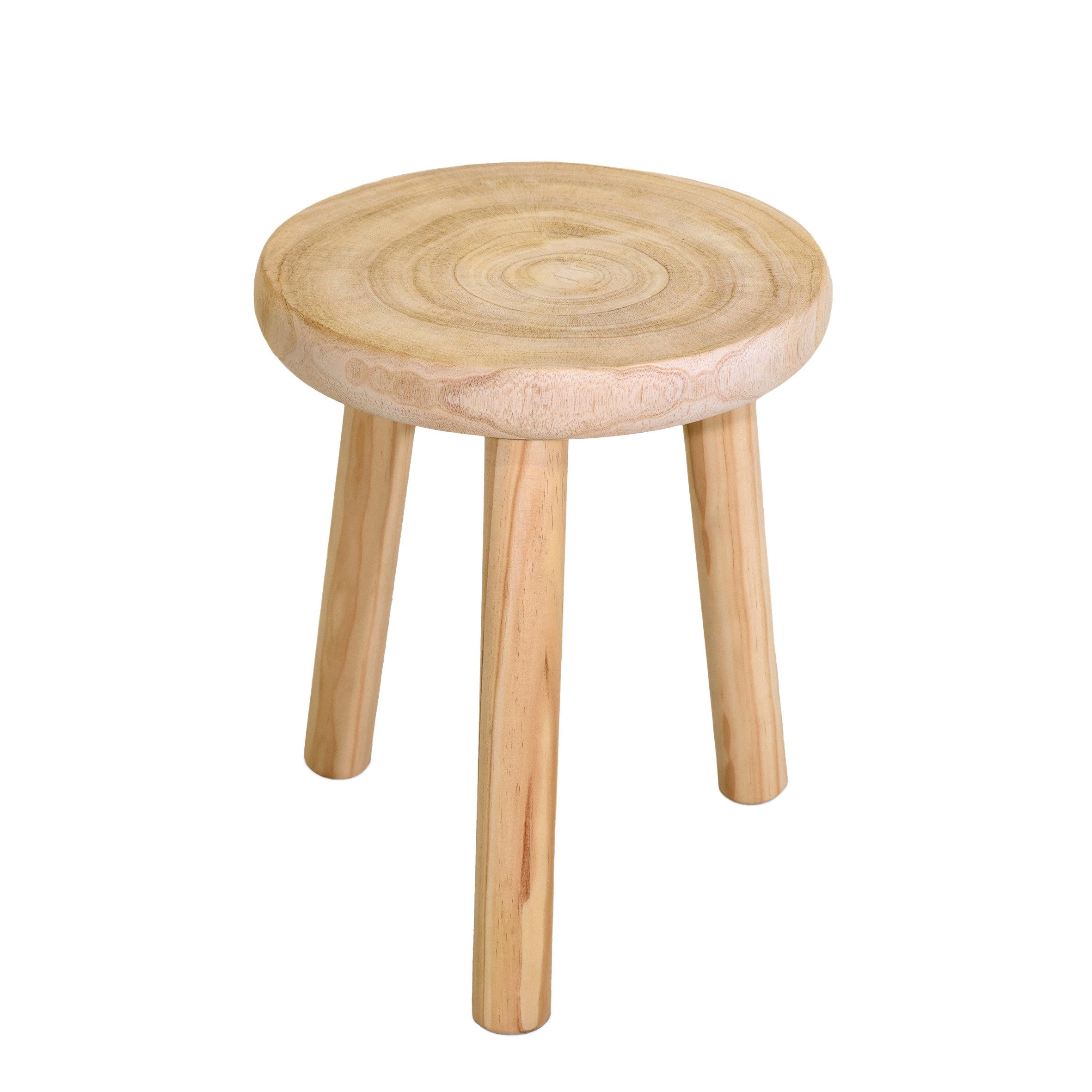 Spetebo Blumenhocker aus Holz mit 3 Beinen - rund naturbelassen (Größe wähl günstig online kaufen