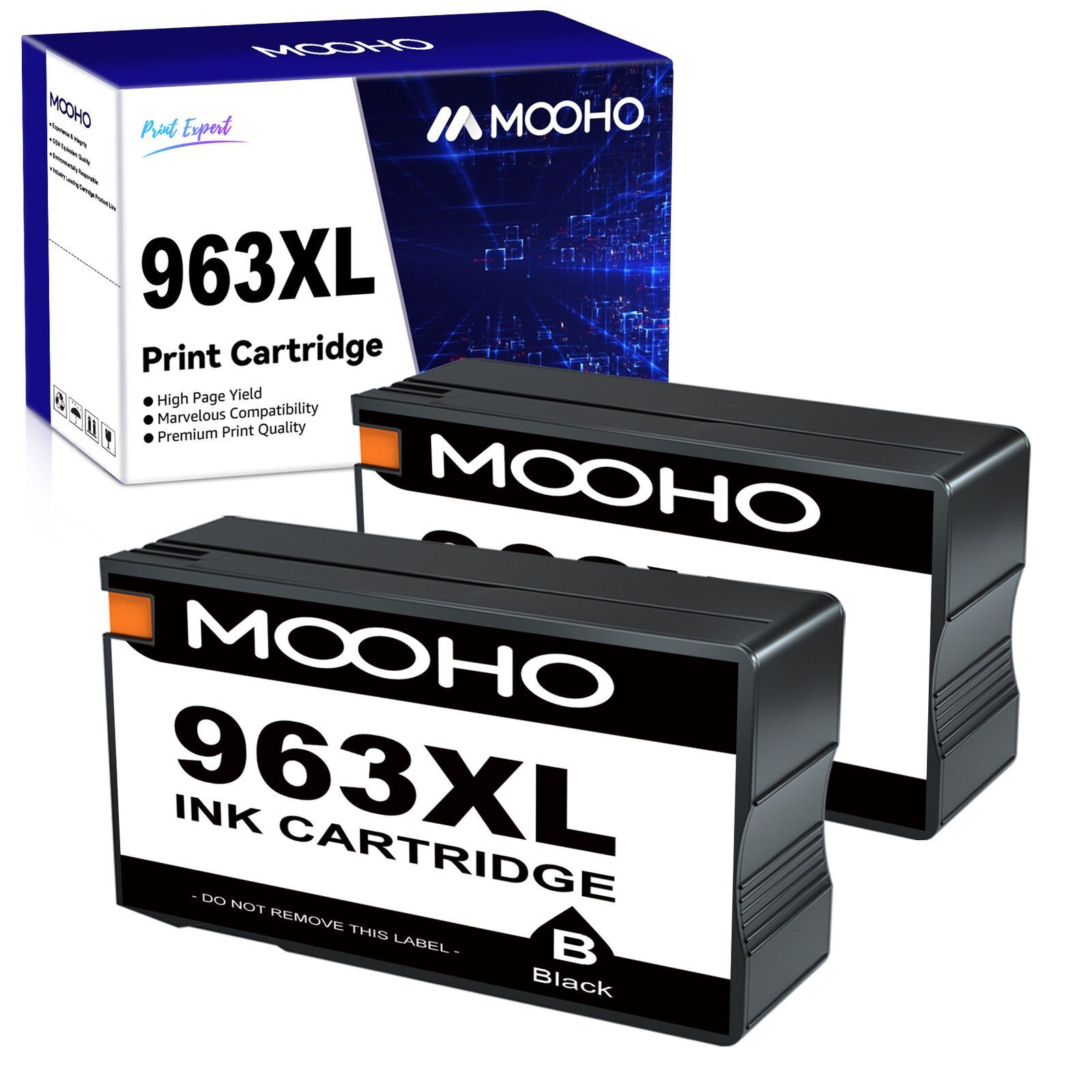 MOOHO 2 Schwarz 963 XL für HP 963 Multipack 963XL Tintenpatrone (Kompatible für HP OfficeJet Pro 9010 9012 9014 9015 9016, 9018 9019 9020 9022 9025 Serie Drucker) | Tintenpatronen