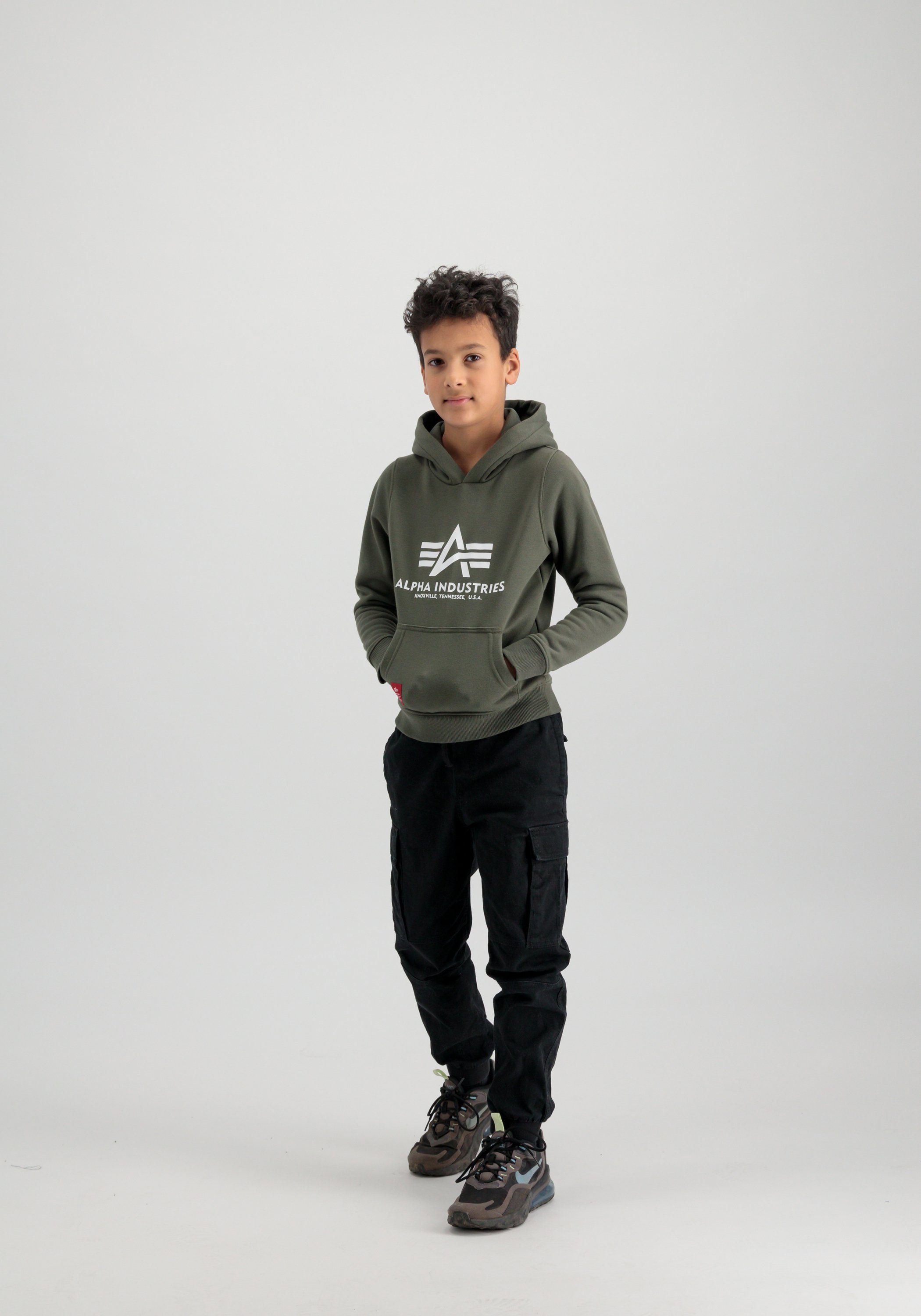 - dark Kids/Teens Alpha Kids Industries Alpha Industries Kapuzenshirt Basic Hoody Hoodies olive