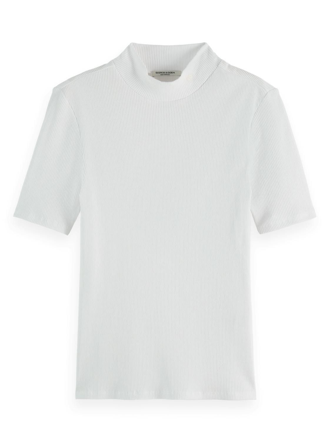 Scotch & Soda T-Shirt CORE MOCK NECK RIB T-SHIRT, WHITE/PASTEL