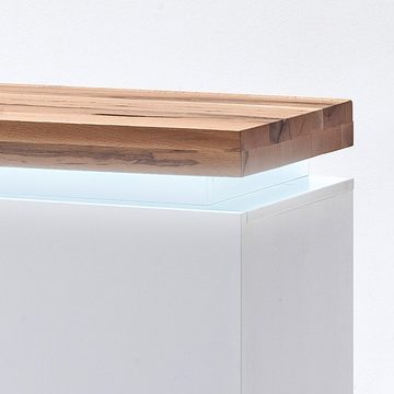 Lomadox Lowboard ROSARNO-05, Eiche massiv geölt mit LED Beleuchtung 175/49/40 cm