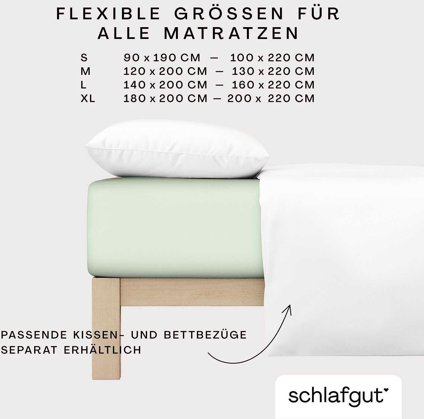 Schlafgut Spannbettlaken PREMIUM Mako-Zwirn-Jersey, 220 g/m², 95% Bio-Baumwolle, 5% Elasthan, Mako-Zwirn-Jersey, Gummizug: rundum, (1 Stück), Bettlaken bis 30 c – Bild 3 von 5