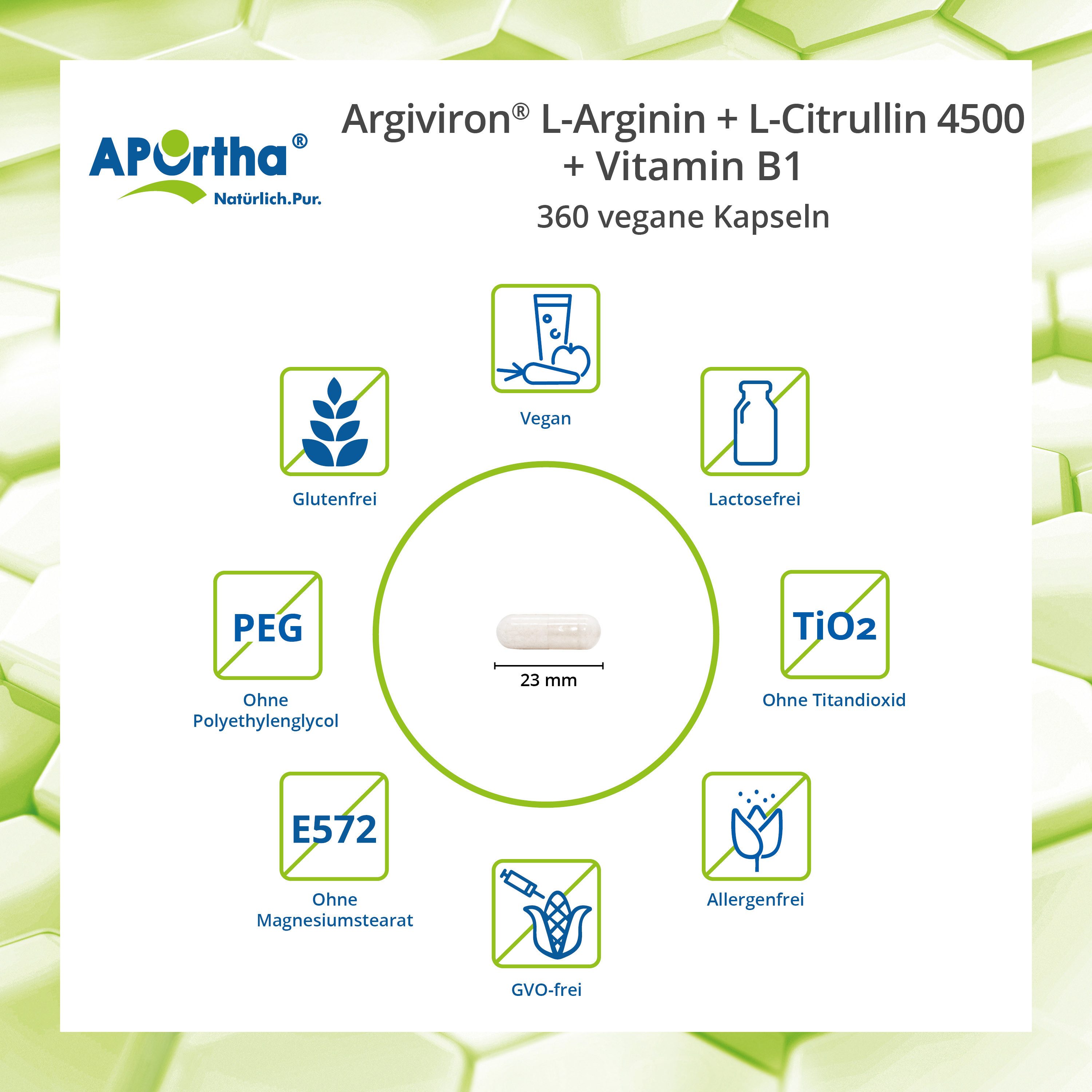 APOrtha APOrtha® Argiviron® L-Arginin + L-Citrullin 4500 + B1 - 360 Kapseln, 319 g
