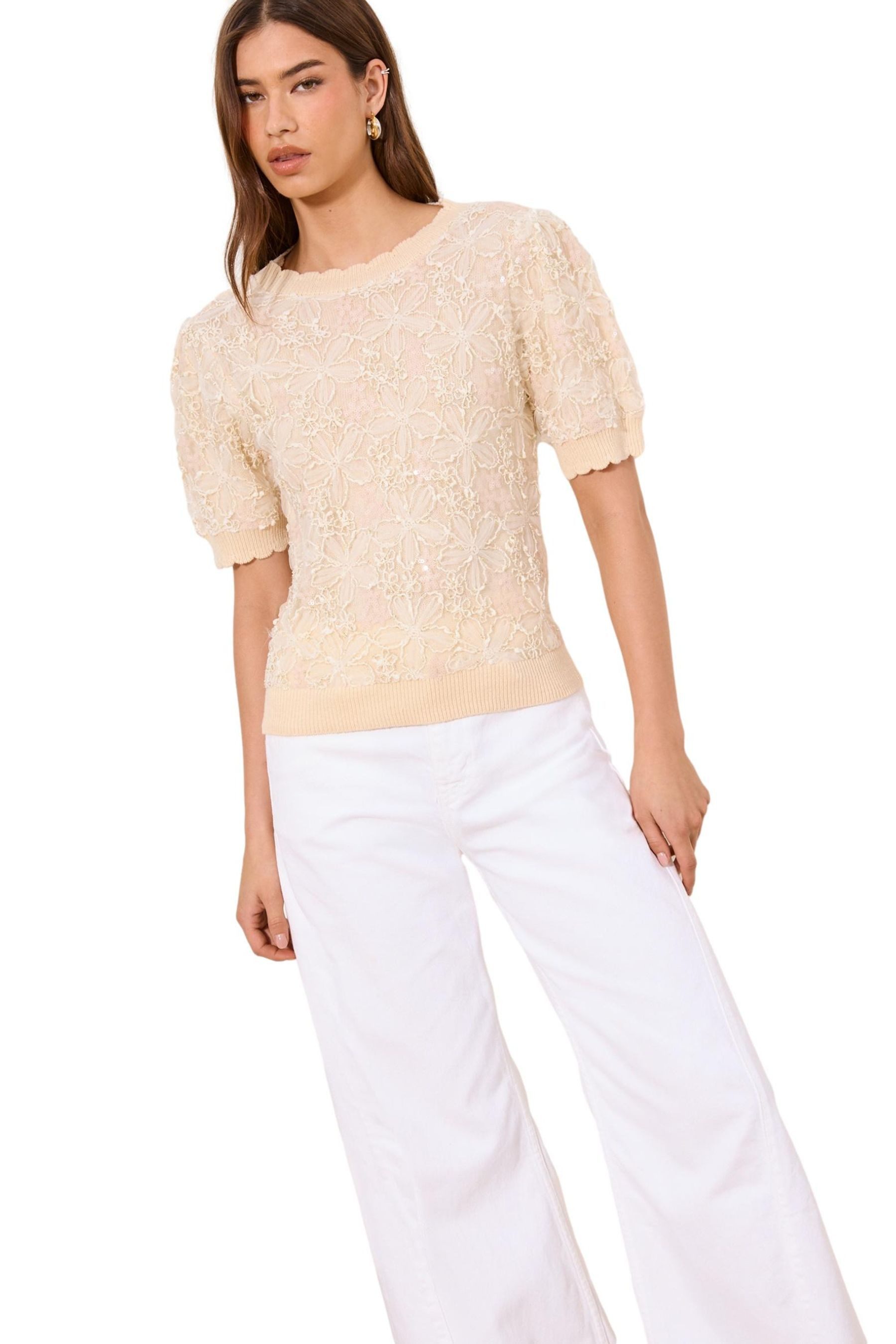 Rundhalspullover Lipsy Strickpullover mit kurzen Ärmeln, Regular