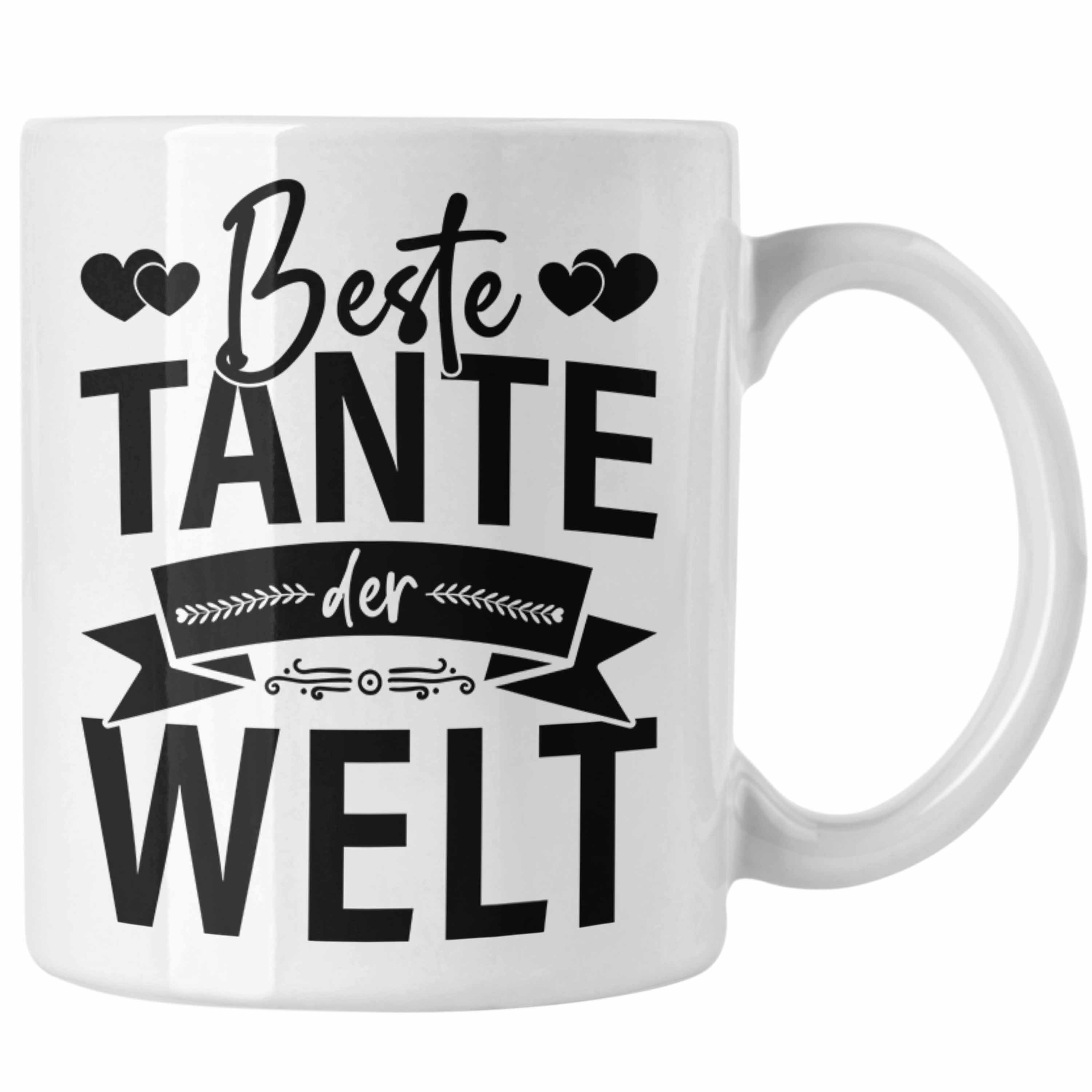 Trendation Tasse Trendation - Beste Tante Der Welt Tasse Geschenkidee Lustig Spruch Lieblingstante Geschenke Weiss