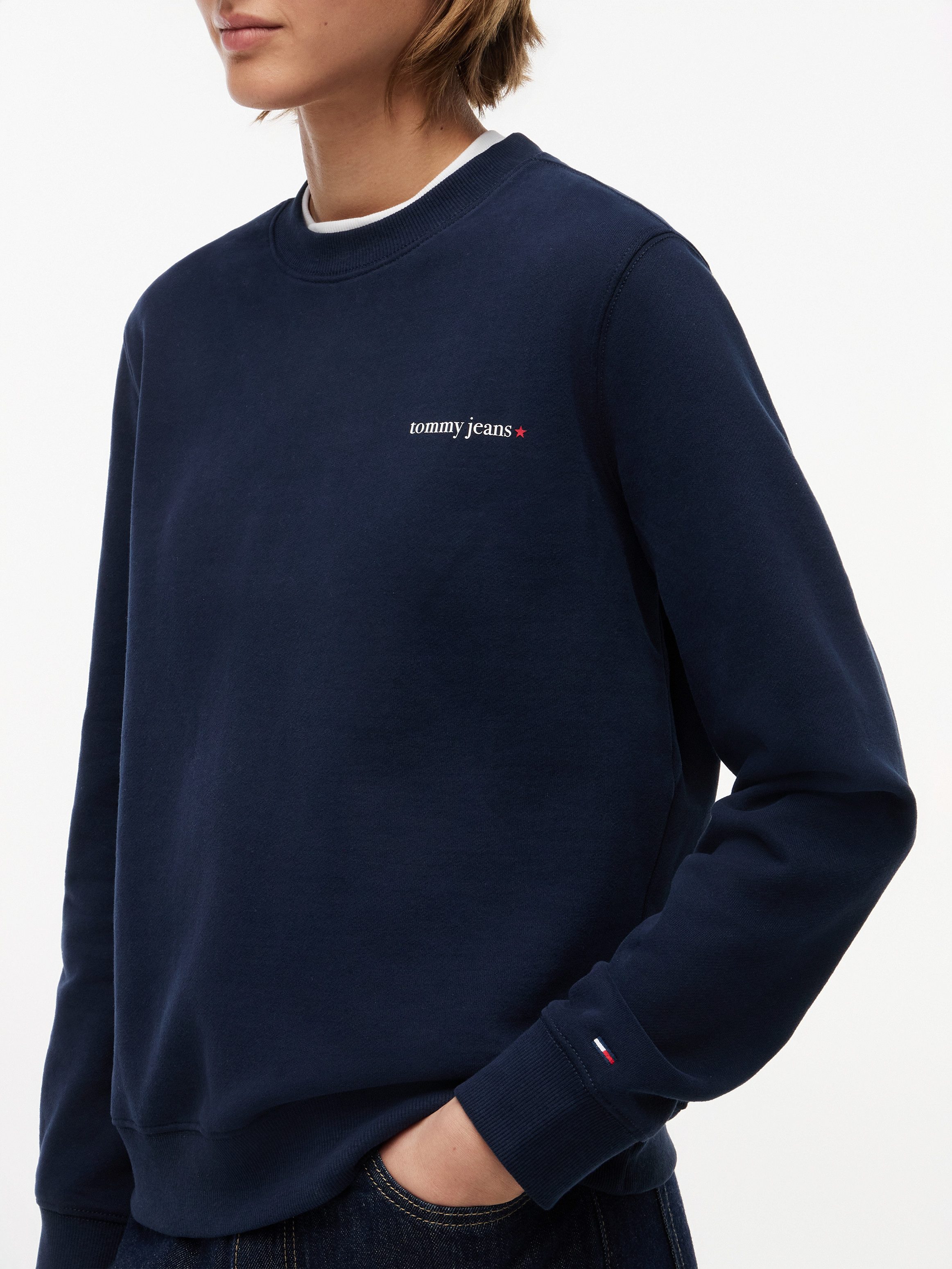Tommy Jeans Sweatshirt TJW REG ESS LOGO 1 CREW EXT Baumwolle, Logodruck