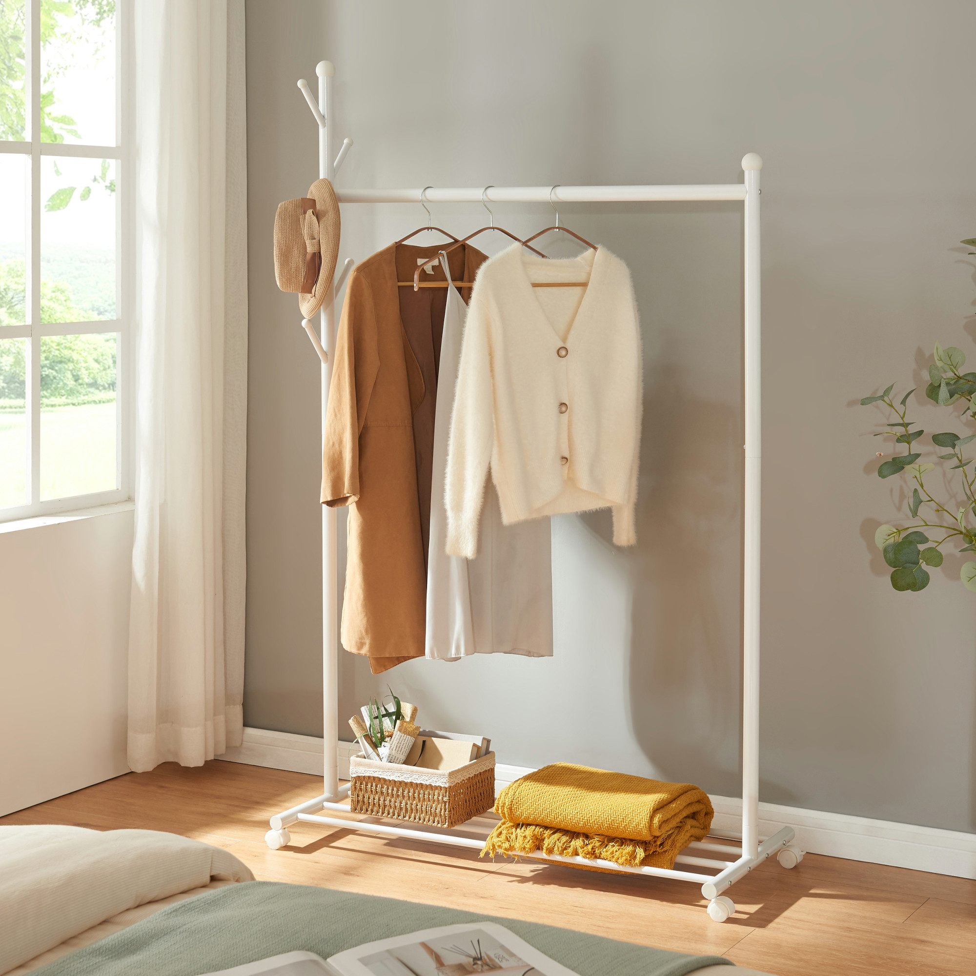en.casa Garderobenständer, »Snåsa« 170x105x43 cm Weiß günstig online kaufen