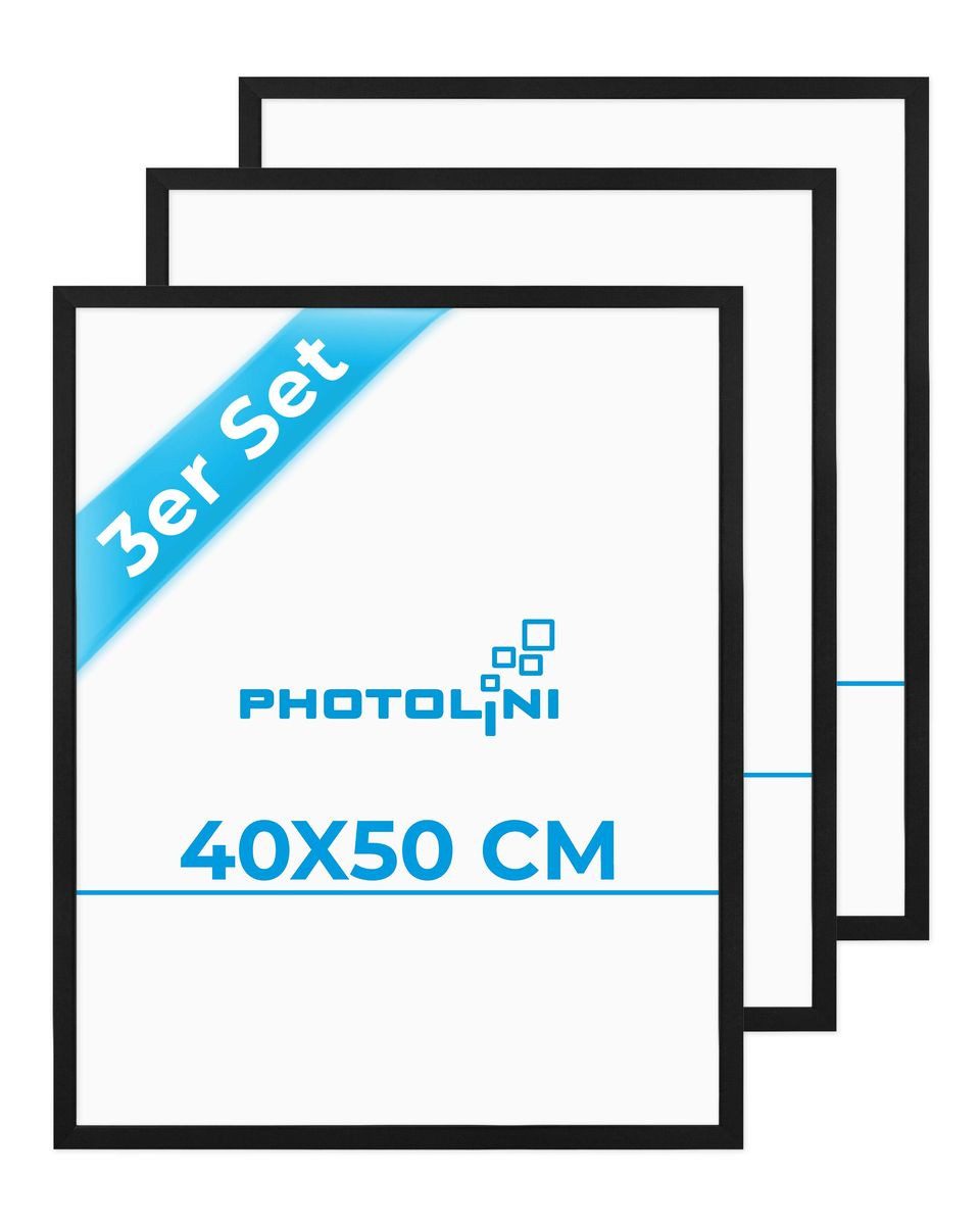 PHOTOLINI Bilderrahmen 3er Set modern mit bruchsicherem Acrylglas, Holz MDF, Fotos & Poster, für 3 Bilder (3er Set), Posterrahmen 40x50 cm zum Aufhängen