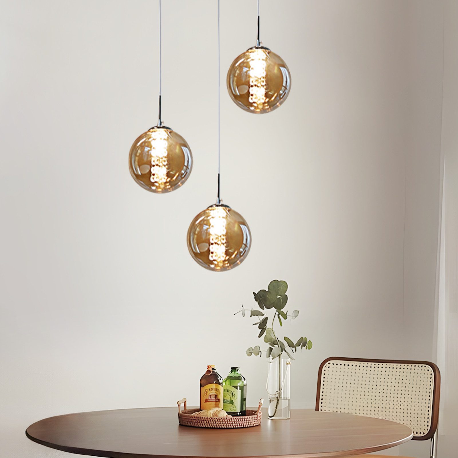 Nettlife Pendelleuchte G9 Pendelleuchte 3-flammig Bernstein/Grau Glas, Höhe günstig online kaufen