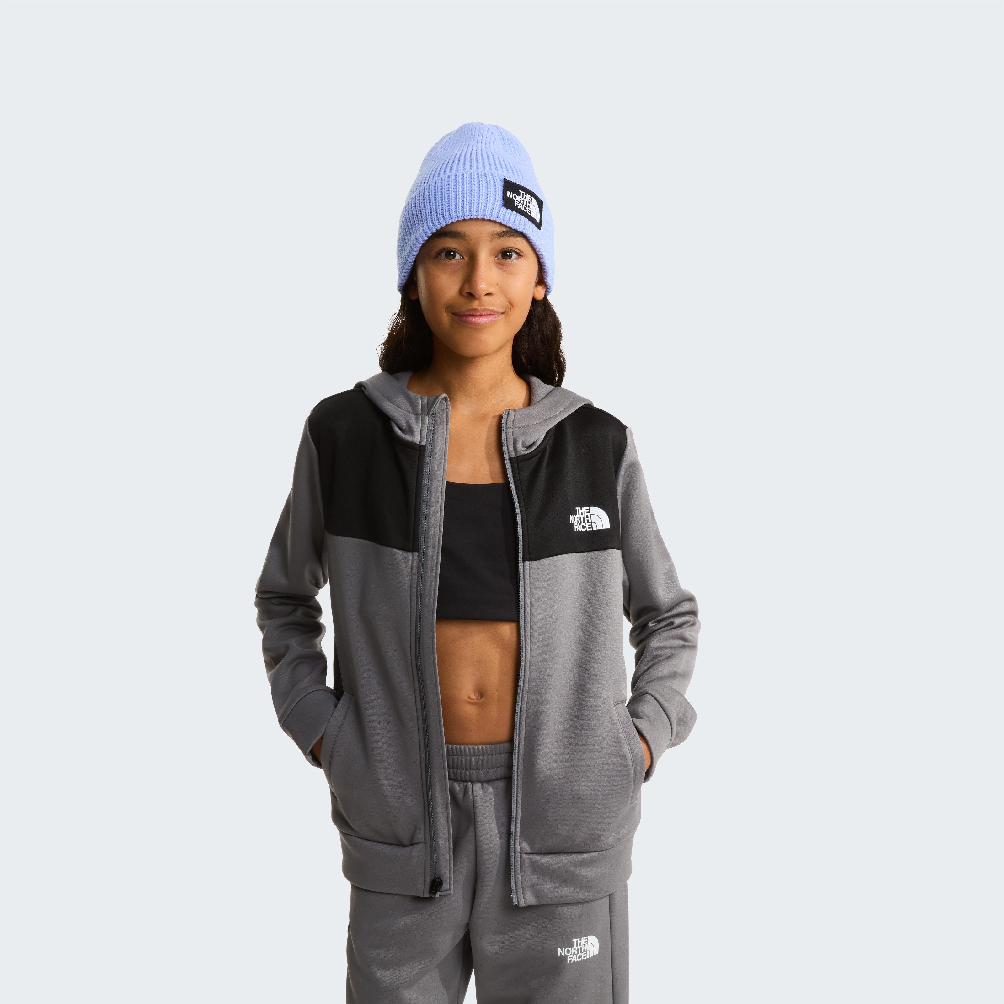 The North Face Fleecejacke TEEN REAXION FZ HOODIE für Jugendliche, sportlicher Stil, mit Reißverschluss