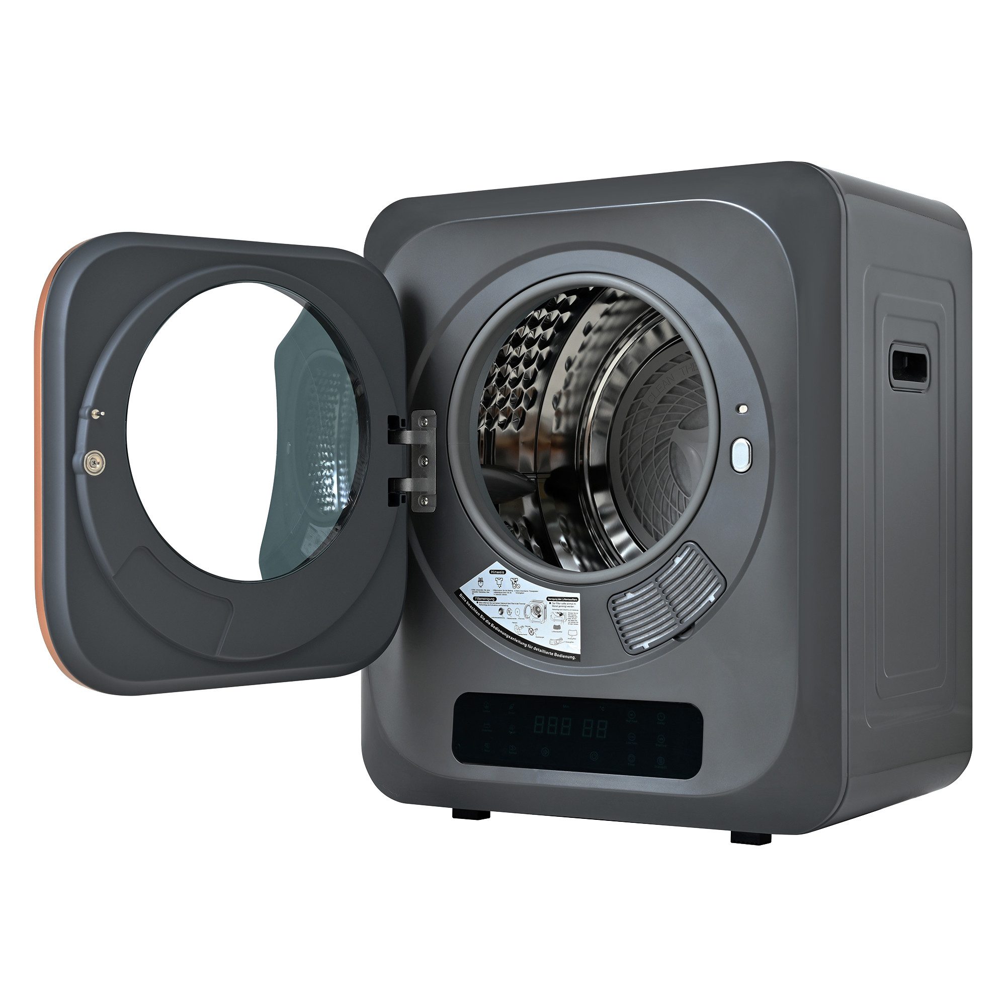 DOPWii Ablufttrockner 850 W, Abgastrockner, Edelstahltrockner, 3kg, Tatsächlich bis zu 4 kg, Mehrfachfiltration, 6 Programme, 6 Funktionen, Überhitzungsschutz