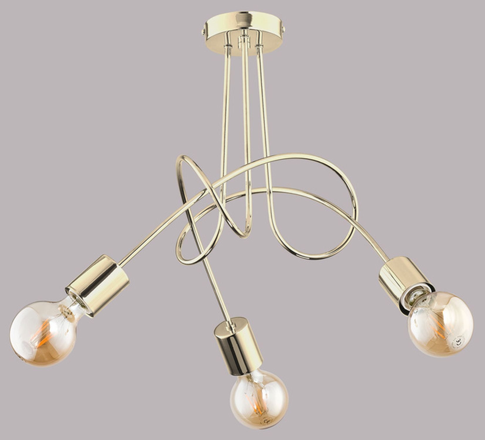 Licht-Erlebnisse Deckenleuchte KALMAR, ohne Leuchtmittel, Retro Metall B: 48 cm in Gold 3-flammig für E27