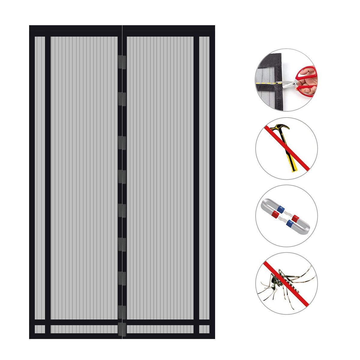 Sekey Insektenschutz-Tür Magnet Fliegengitter Tür Zuschneidbar, Türvorhang ohne Bohren