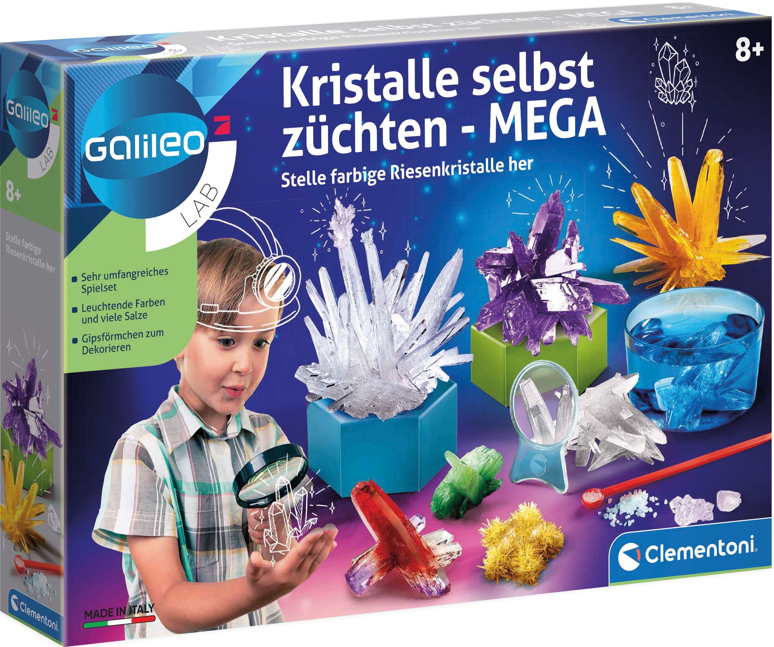 Clementoni® Experimentierkasten Galileo, Kristalle selbst züchten Mega, Made in Europe