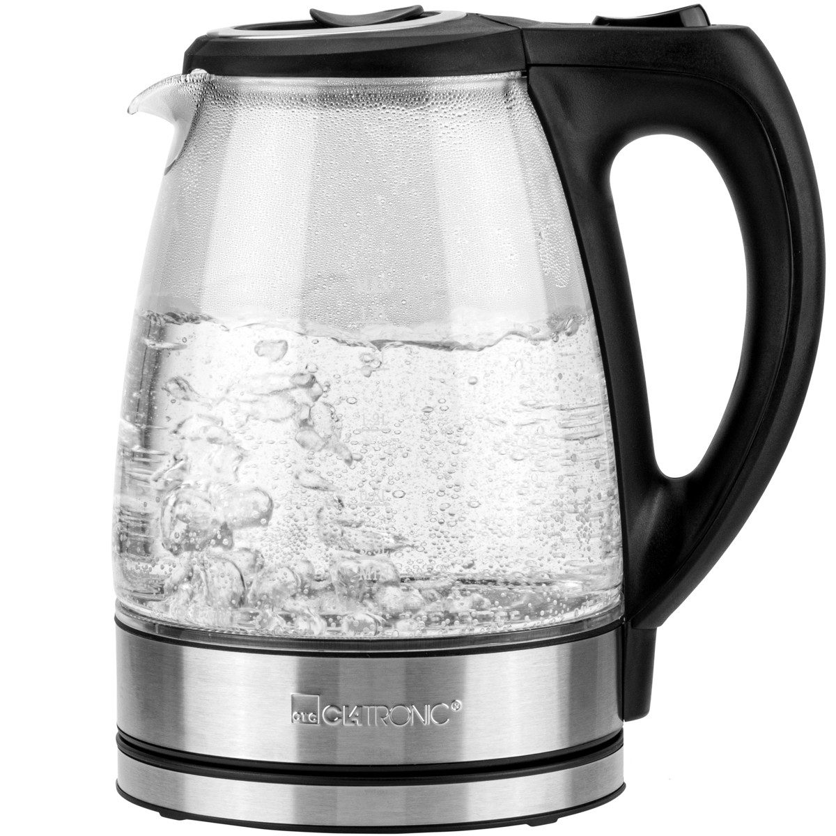CLATRONIC Wasserkocher WKS 3744 G, Wasserkocher Glas/Edelstahl, 1,7L