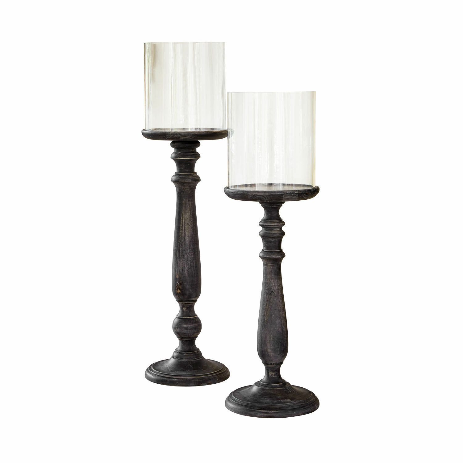 Mirabeau Kerzenständer Kerzenständer 2er Set Reville schwarz/klar