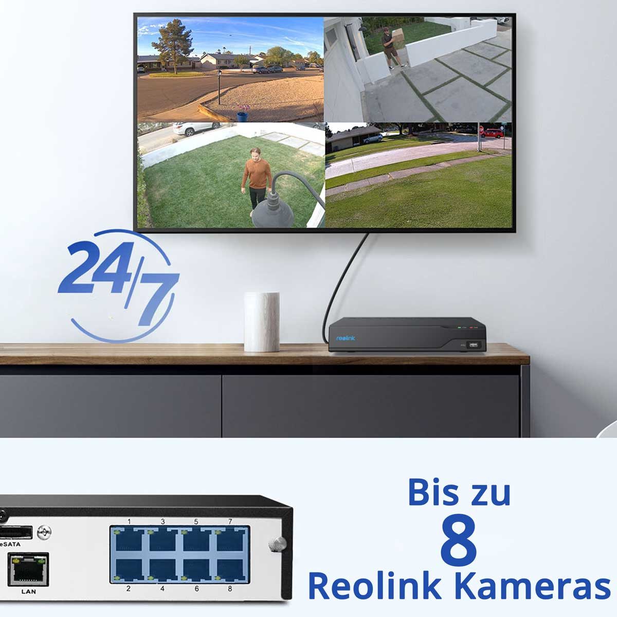 Reolink NVS8 8-Kanal PoE Netzwerk-Videorecorder (mit HDMI und VGA-Ausgang, inkl. 2 TB Festplatte)