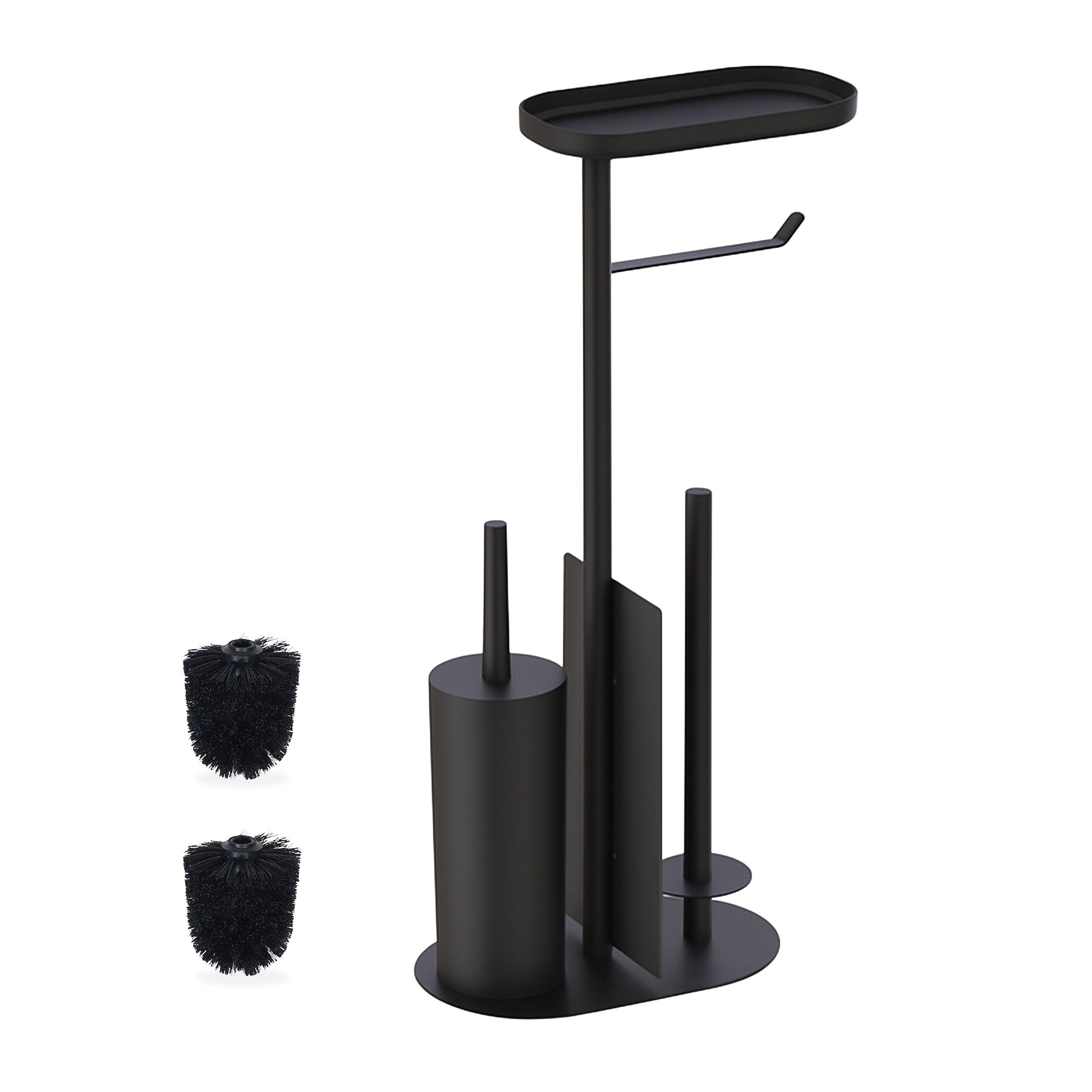 relaxdays WC-Garnitur aus Metall, Gäste-WC, Badezimmer, (3-tlg), schwarz