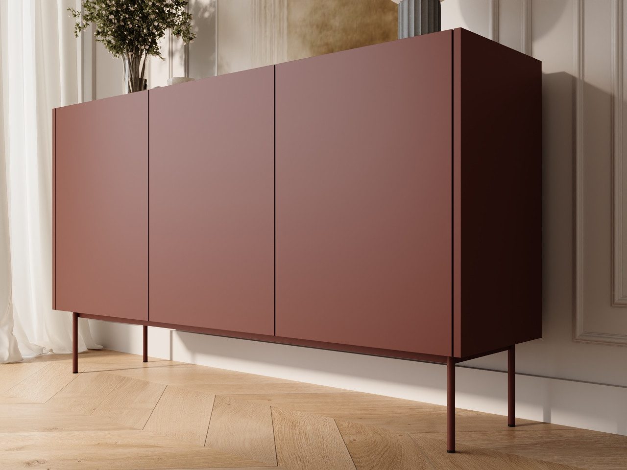 GrainGold Kommode Drevo (Set, Kommode, Metallfüße), Breite 144 cm, Metallbeine, abgesenkte Arbeitsplatte, Modern Stil