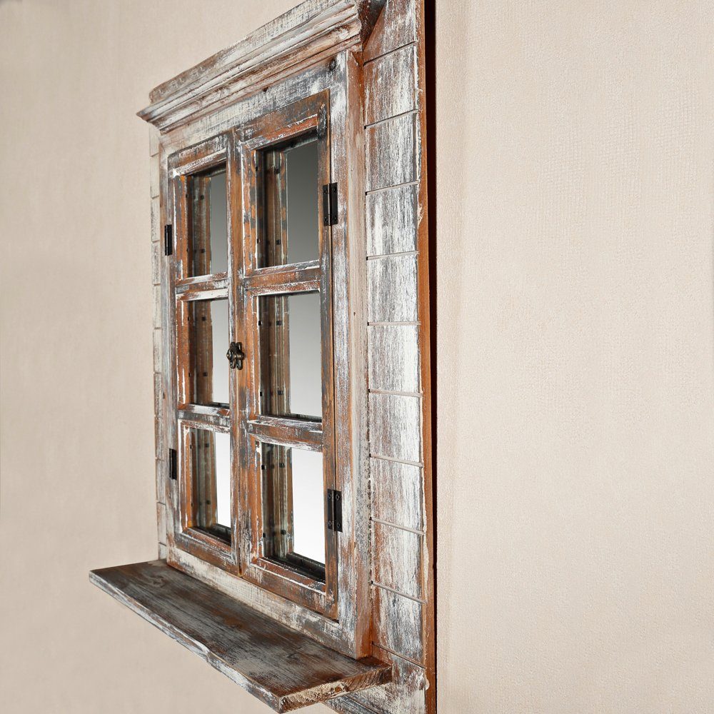 Mucola Wandspiegel Wandspiegel Spiegel Braun Braun | Dekospiegel Bilderrahmen Fotorahmen (Stück) Fensterladen