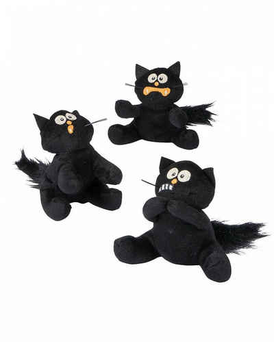 Horror-Shop Plüschfigur Schwarze Ängstliche Stoffkatze aus Plüsch als Gesc