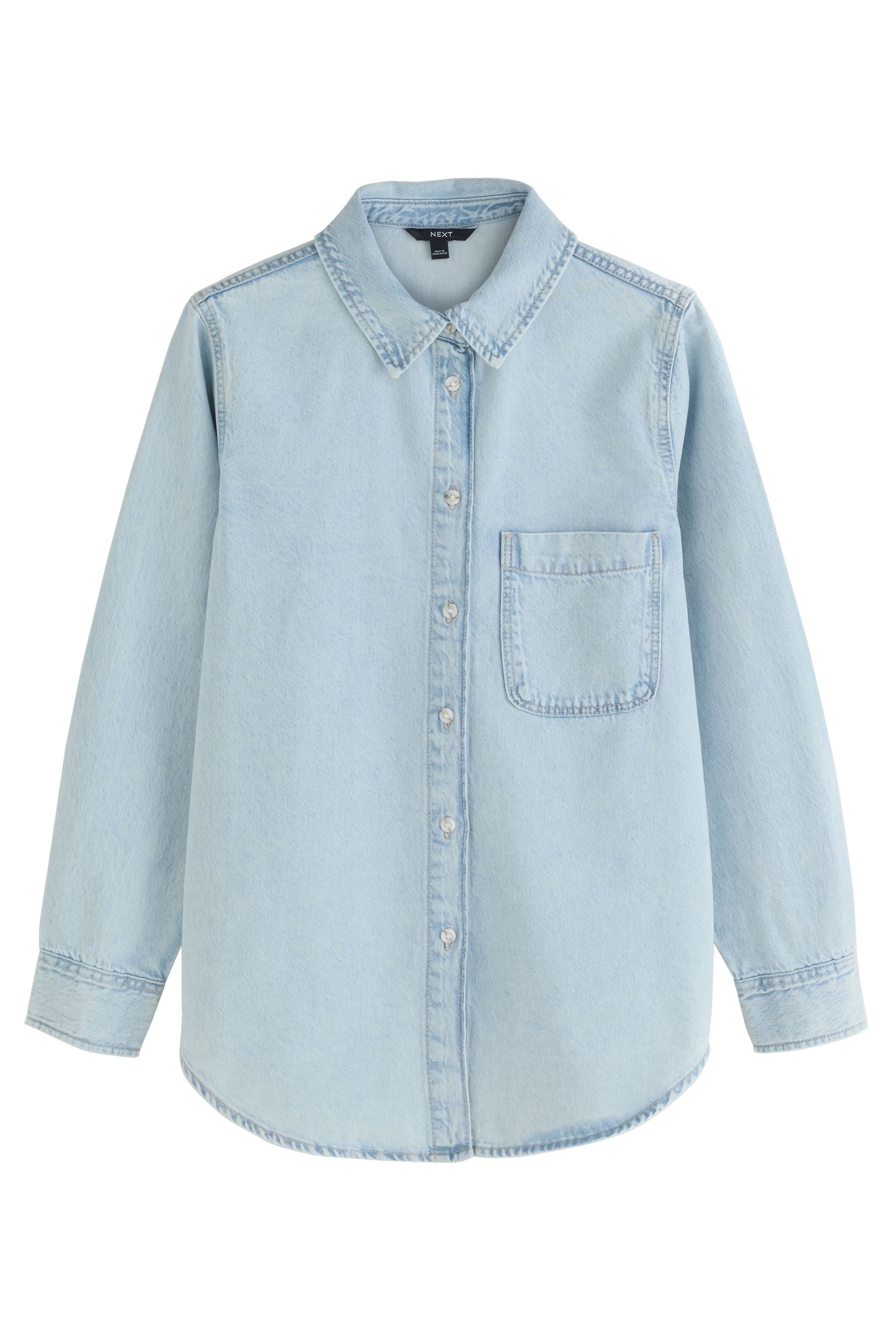 Next Langarmhemd Langärmeliges Relaxed Fit Hemd aus Denim (1-tlg)